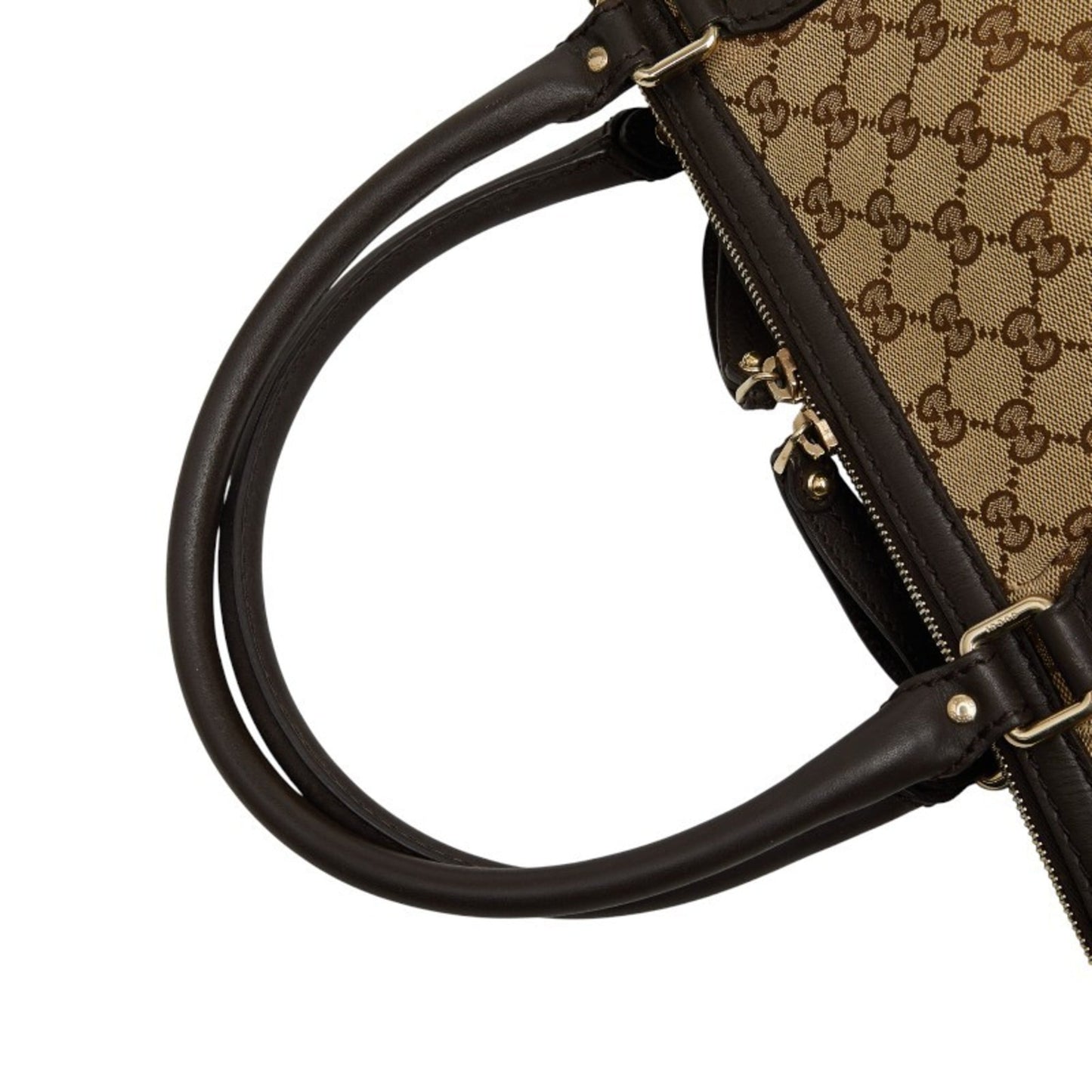 Gucci Beige Brown Canvas Leather Handbag Shoulder Bag ( )