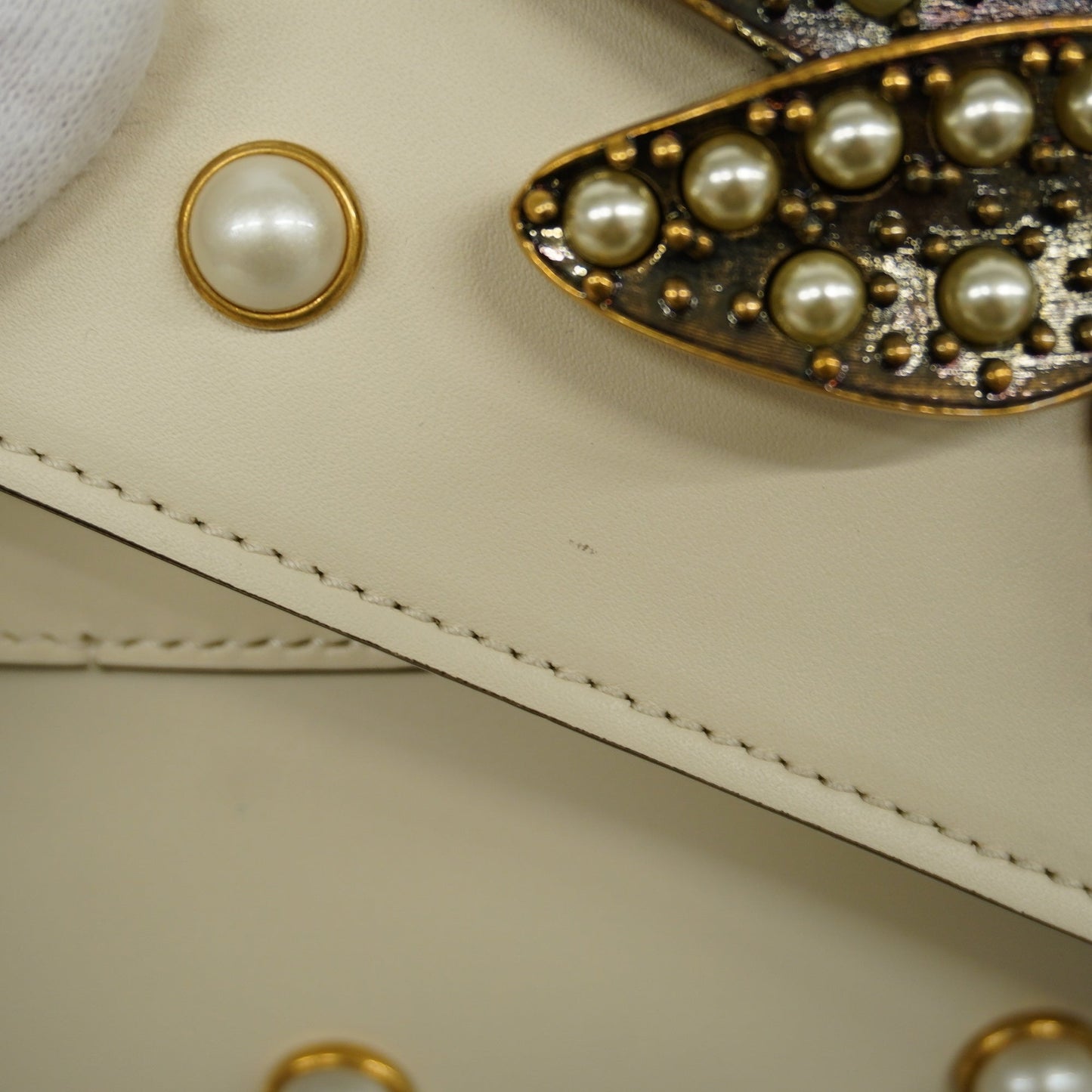 GUCCI Auth  Broadway 453778 Women's Undefined,Leather Shoulder Bag Ivory