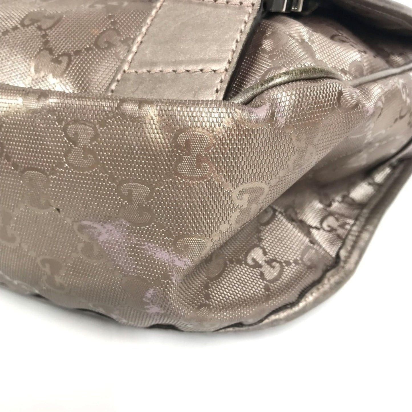 Gucci Metallic Gg ImprimÃ© Leather Messenger Bag Shoulder Bag ( )