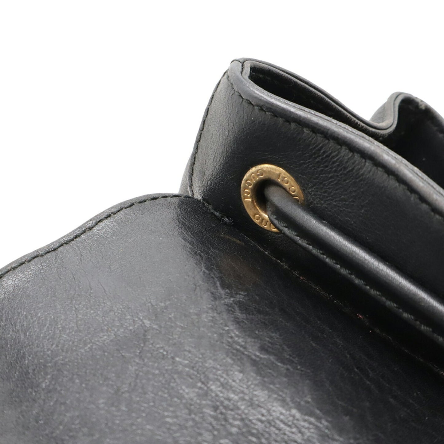 Gucci Black Bamboo Leather Backpack Shoulder Bag ( )