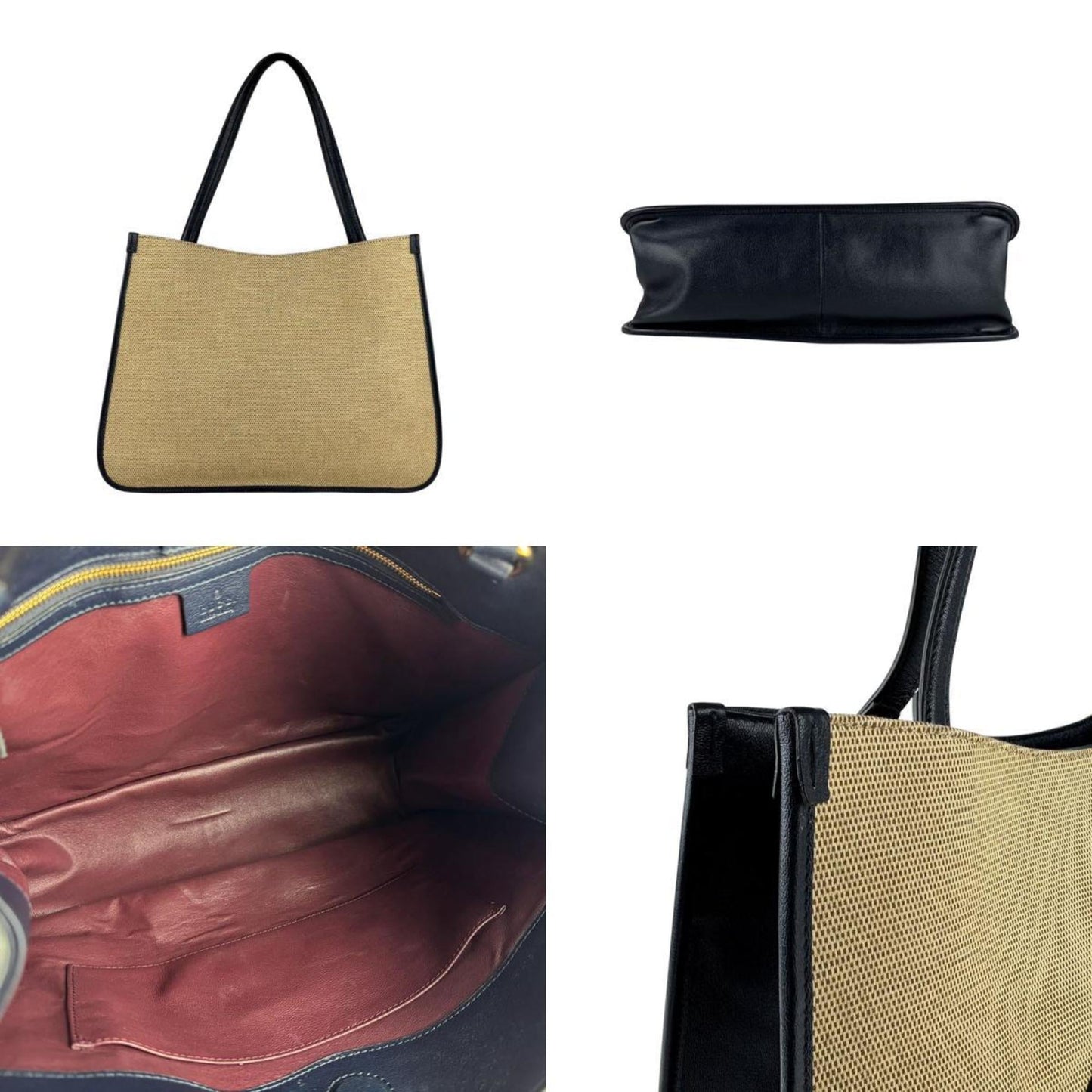 Gucci Navy Canvas Leather Shoulder Bag ( )