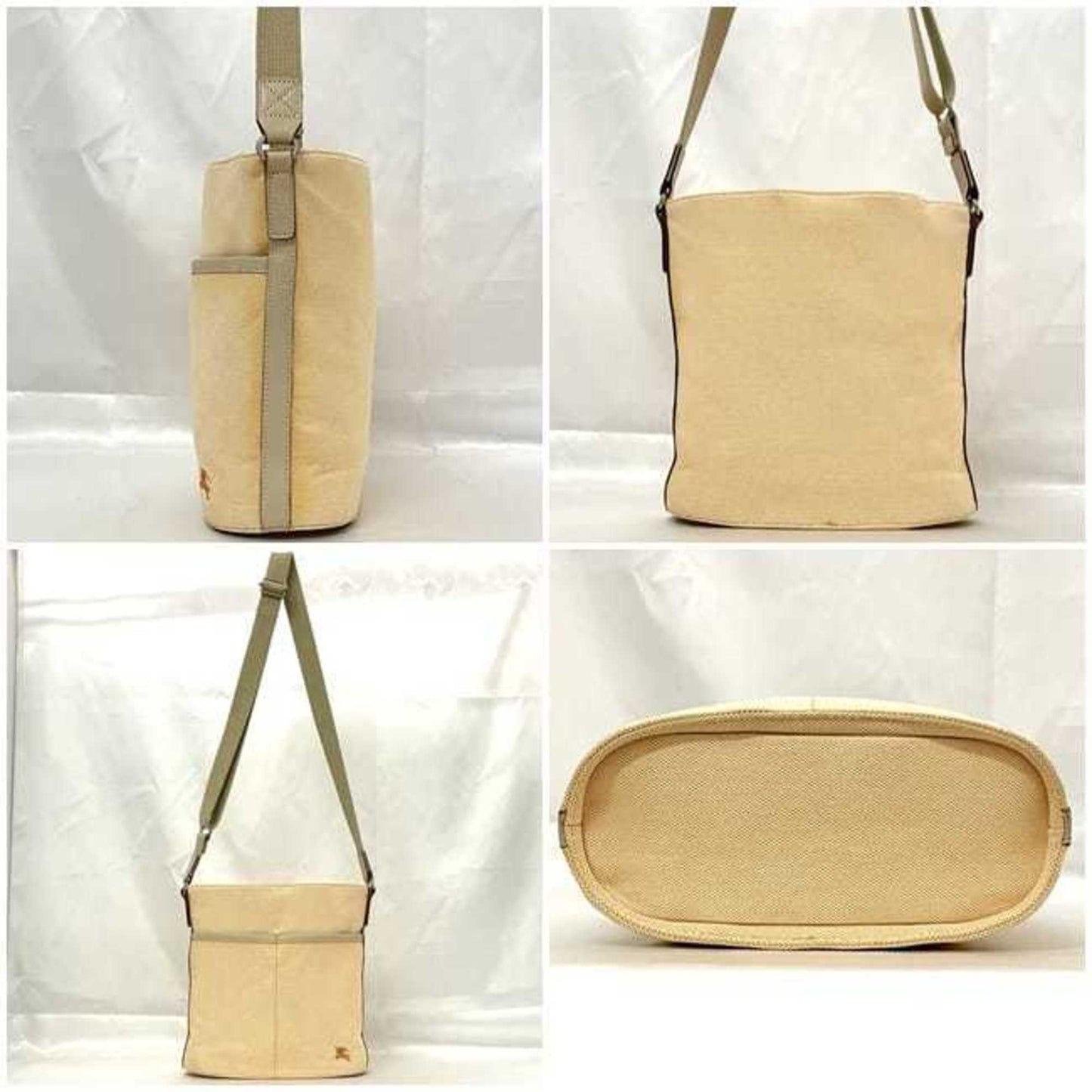 Burberry Beige Orange Canvas Shoulder Bag ( )