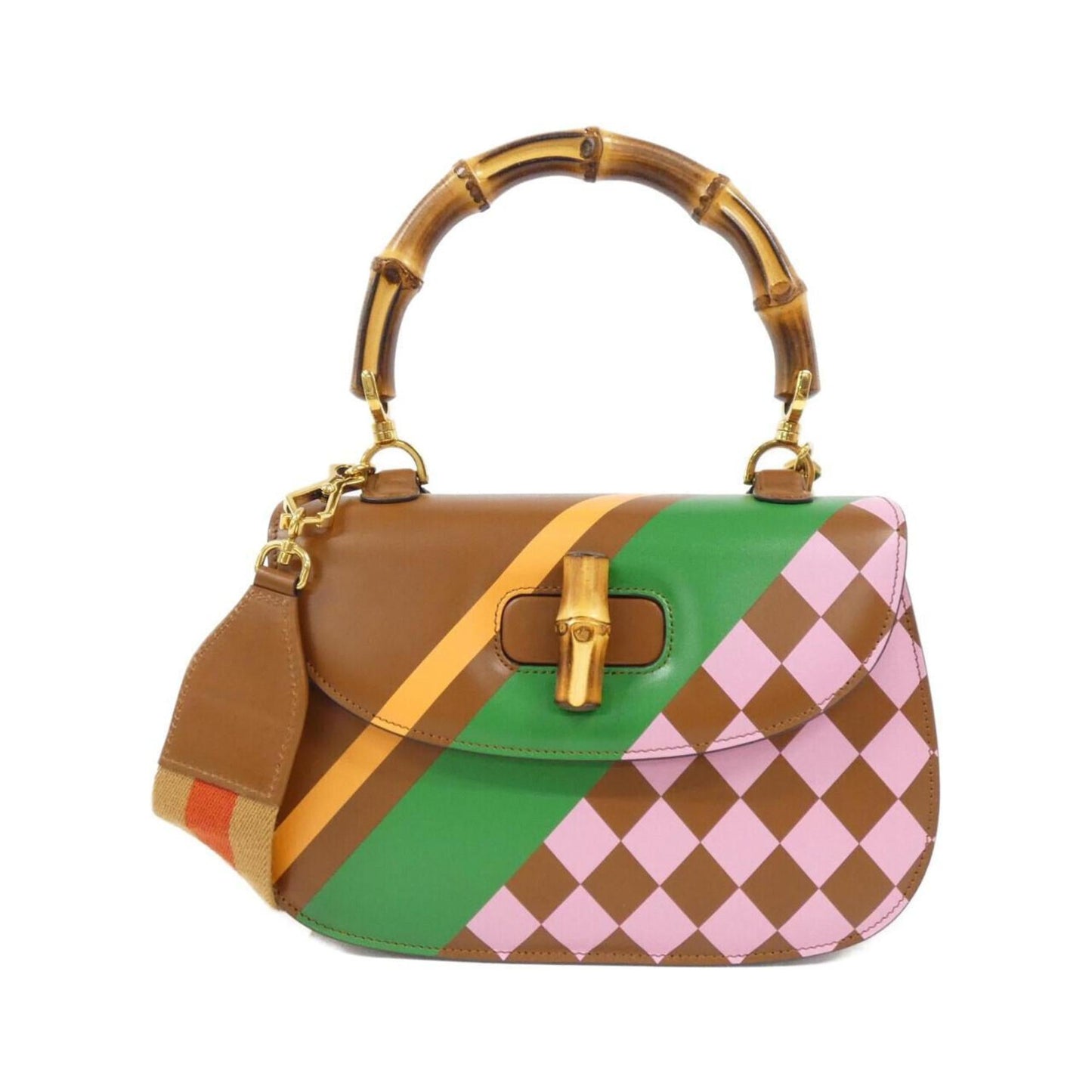 Gucci Brown Multi-Color Leather Handbag ( )