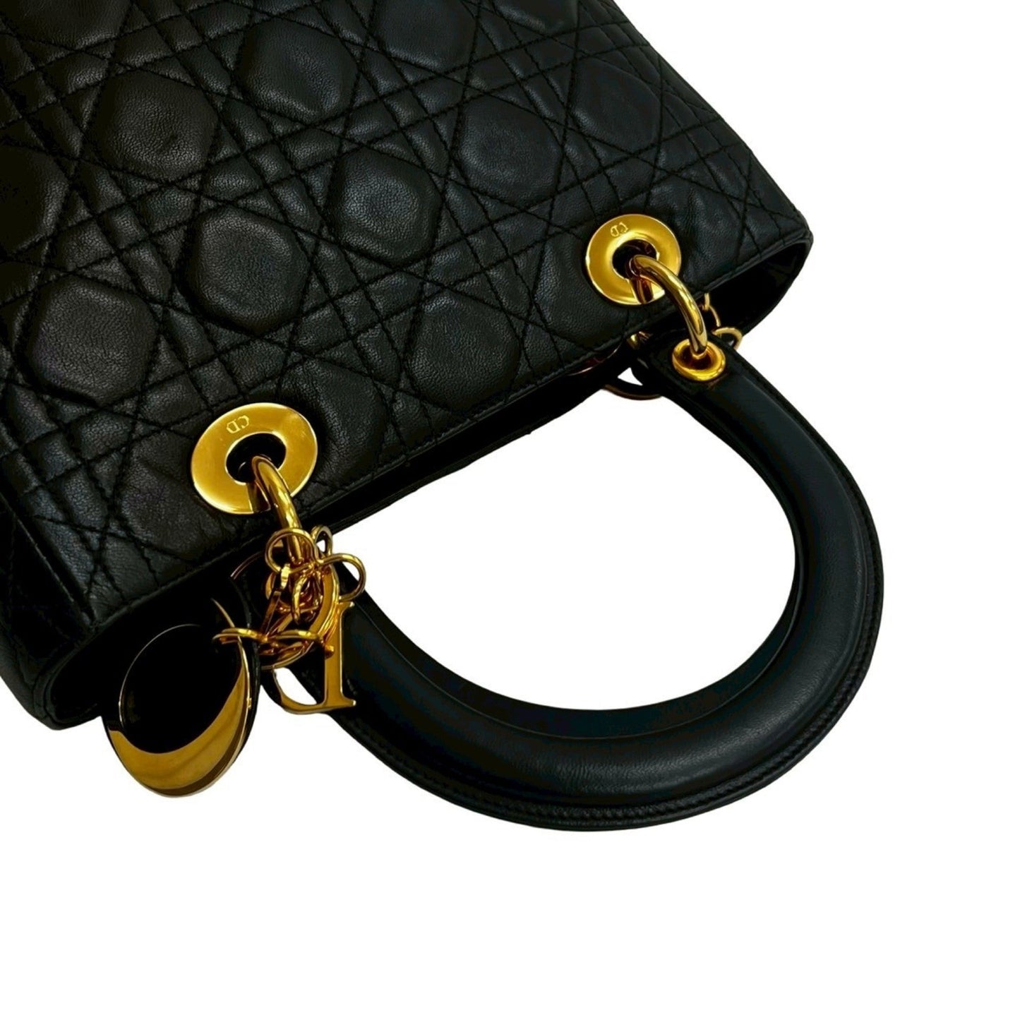 Christian Dior Black Leather Handbag Tote Bag ()