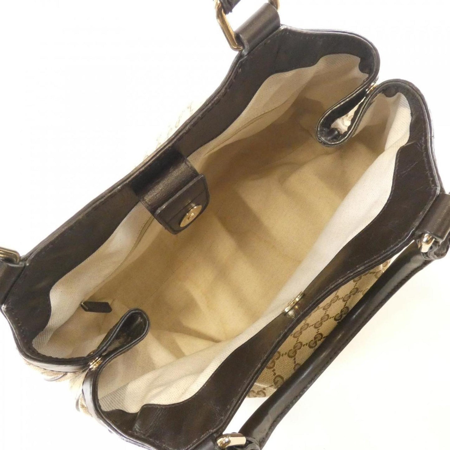 Gucci Beige Dark Brown Gg Canvas Handbag ( )