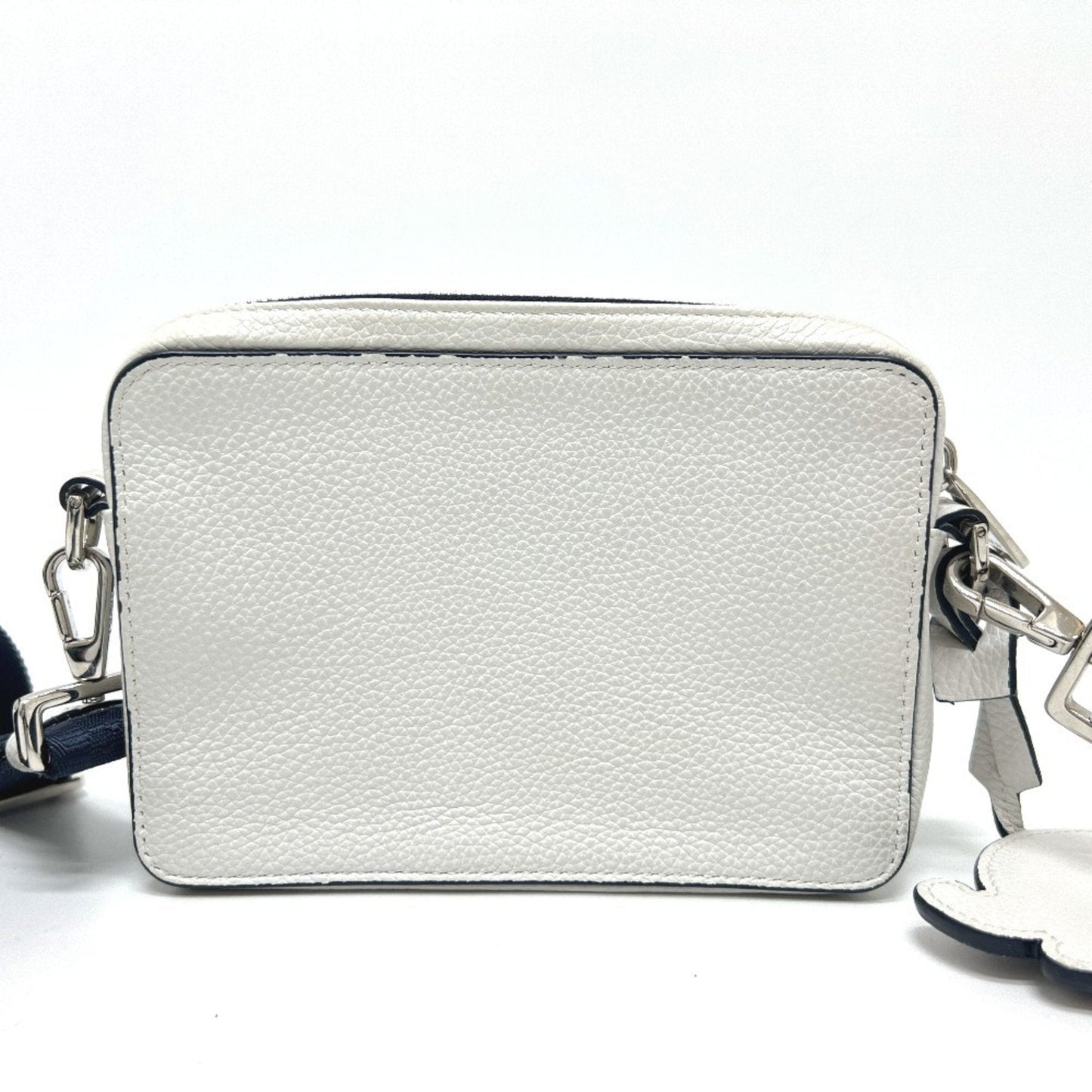 Christian Dior Navy White Leather Shoulder Bag ()