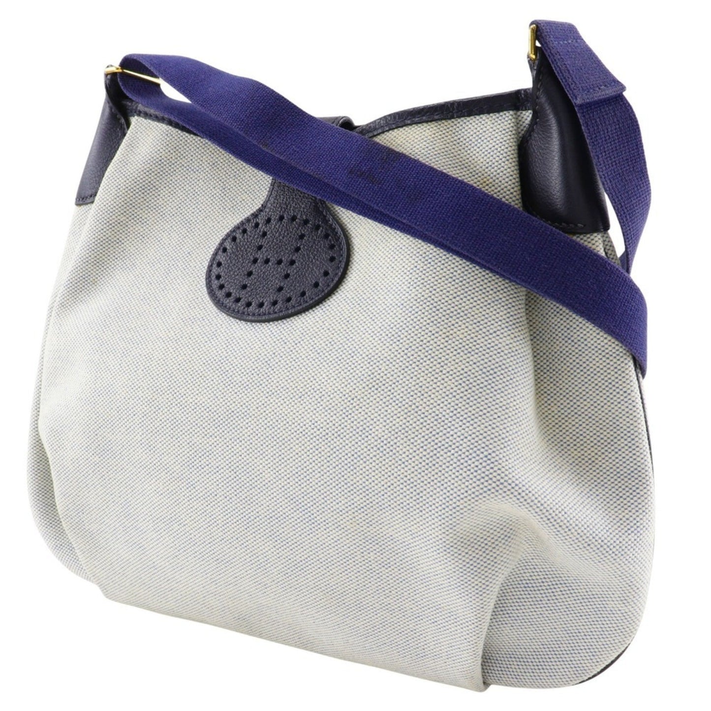 Hermes Gray Navy Toile H Shoulder Bag ( )