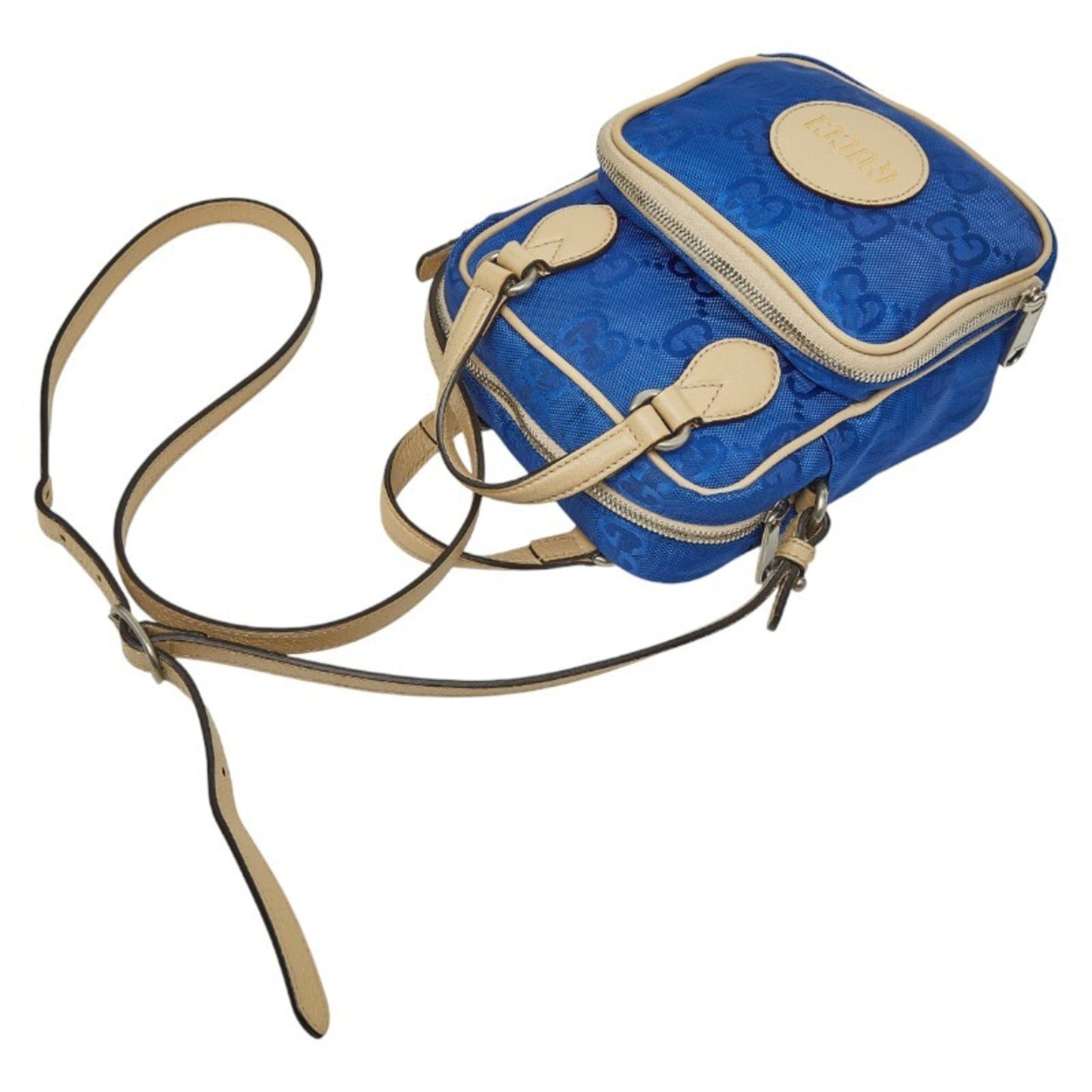 Gucci Blue Nylon Leather Handbag Shoulder Bag ( )