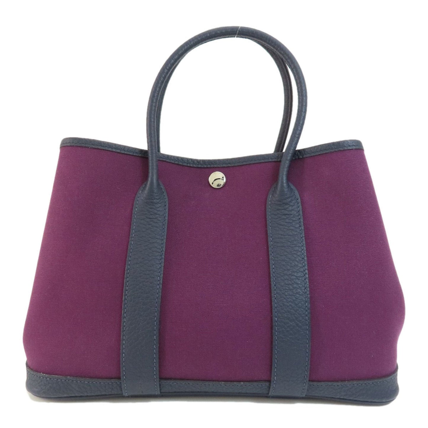 Hermes Navy Purple Canvas Handbag ( )