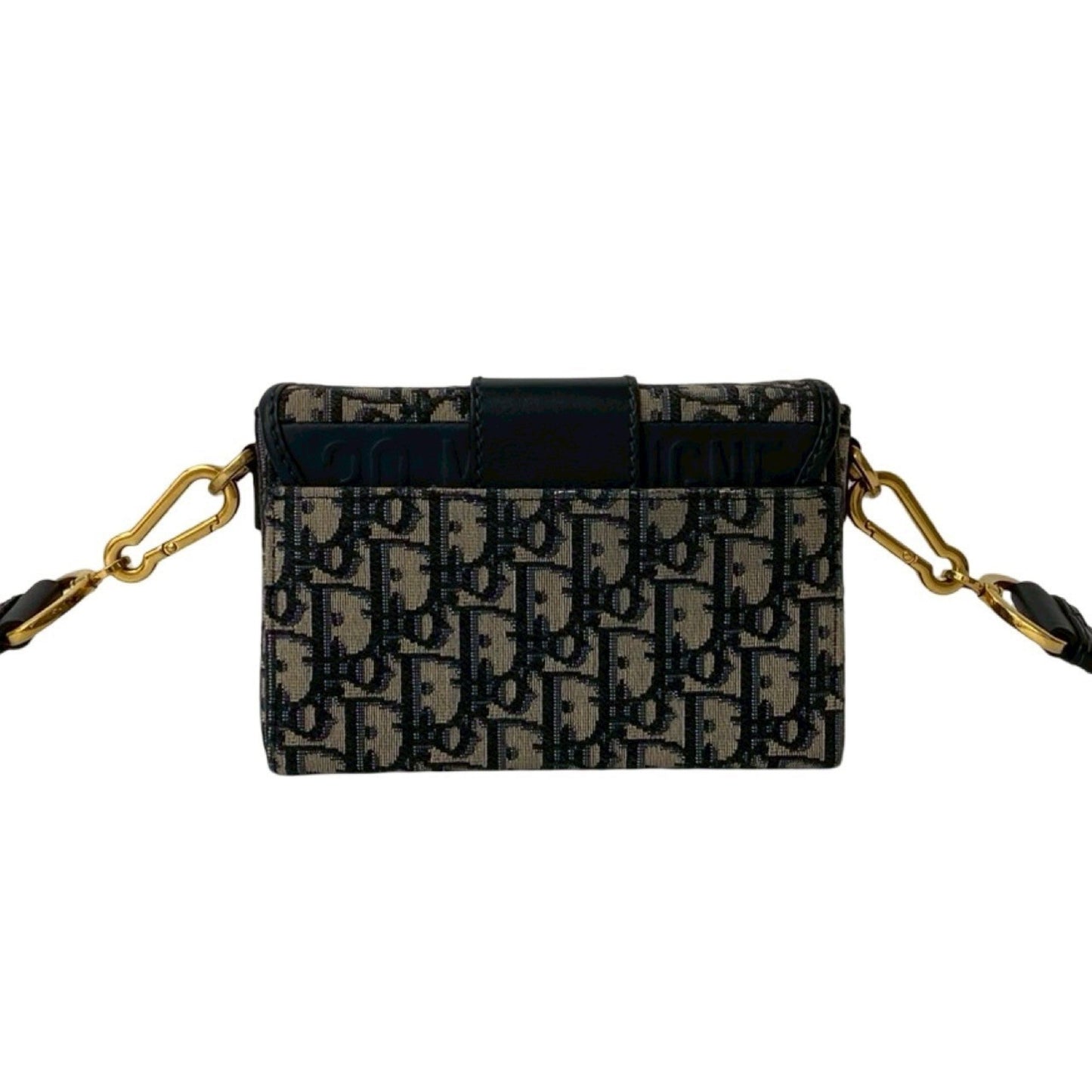 Christian Dior Navy Leather Canvas Shoulder Bag ()