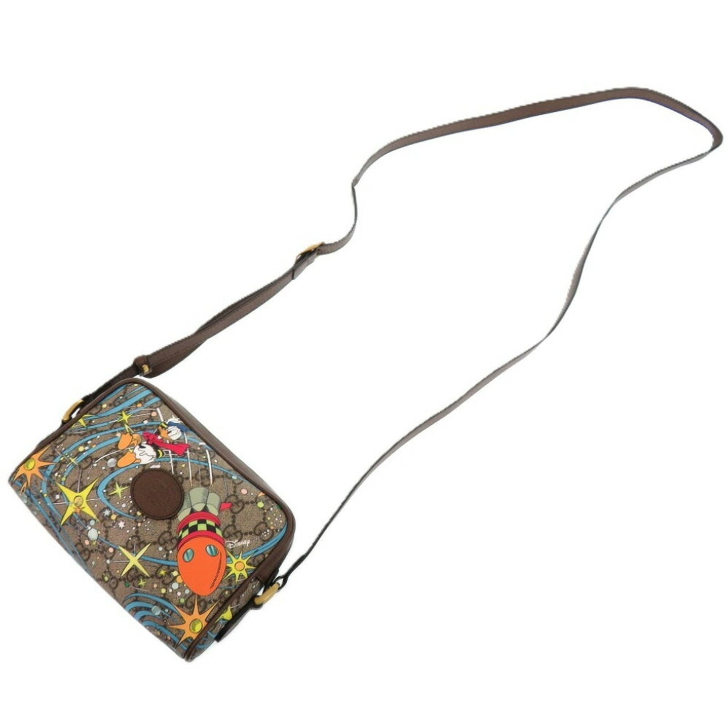 Gucci Brown Orange Gg Supreme Pvc Leather Shoulder Bag ( )