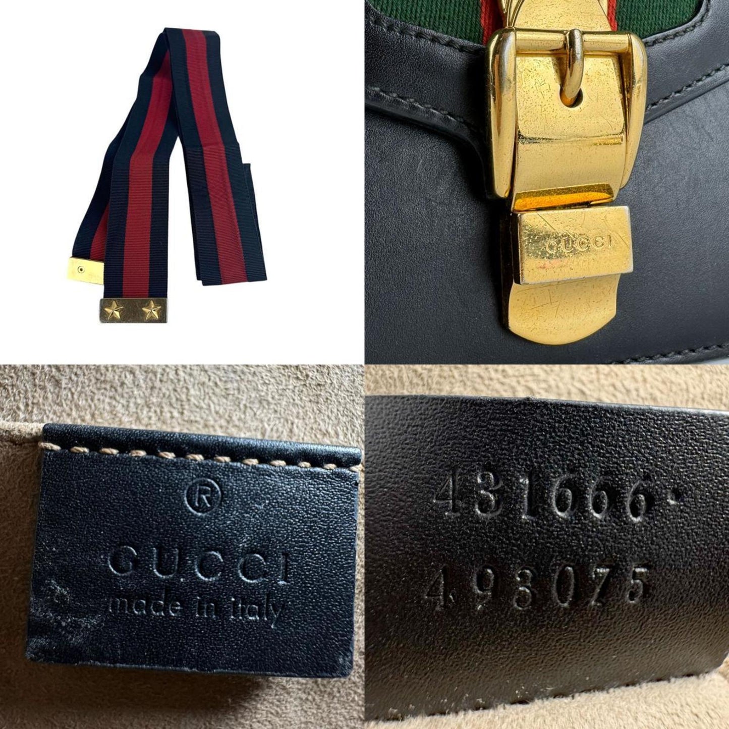 Gucci Black Leather Metal Shoulder Bag ( )