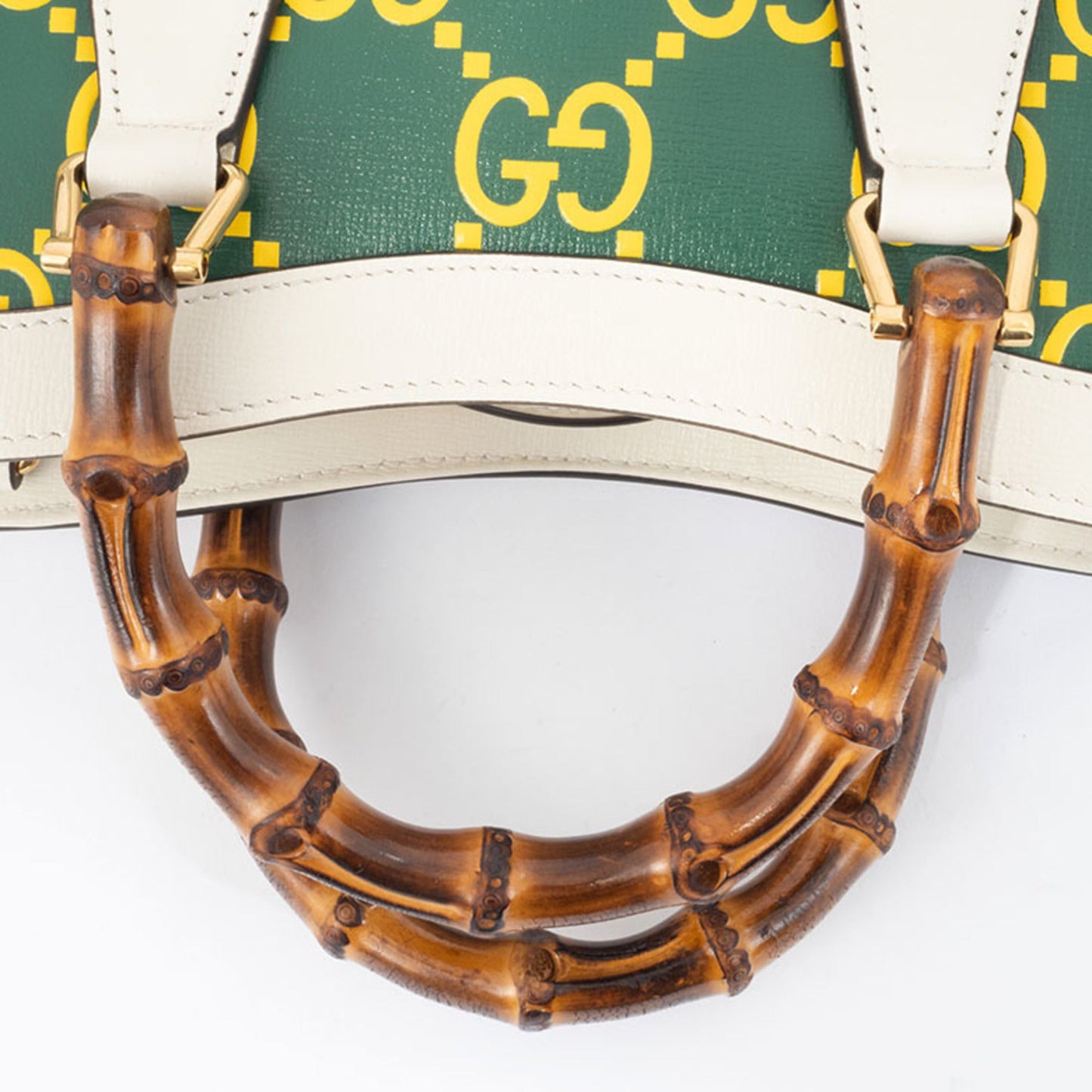 Gucci Green White Yellow Leather Handbag ( )