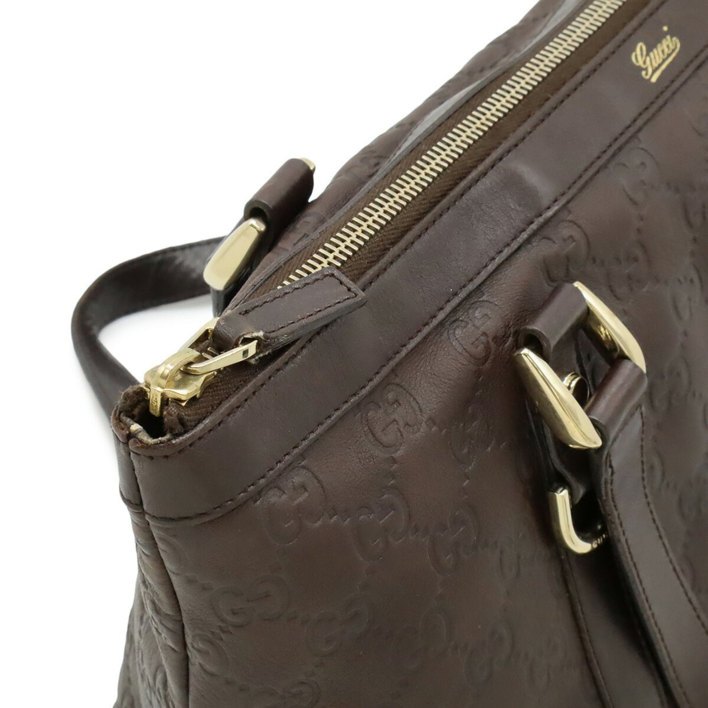 Gucci Brown Dark Brown Gg Leather Leather Shoulder Bag Tote Bag ( )