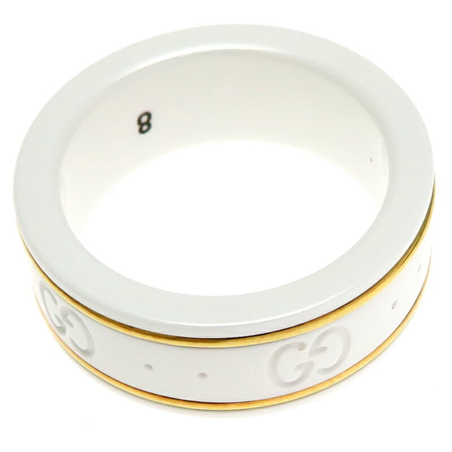 Gucci White Yellow Gold Yellow Gold (18K) Ceramic Band Ring ( )