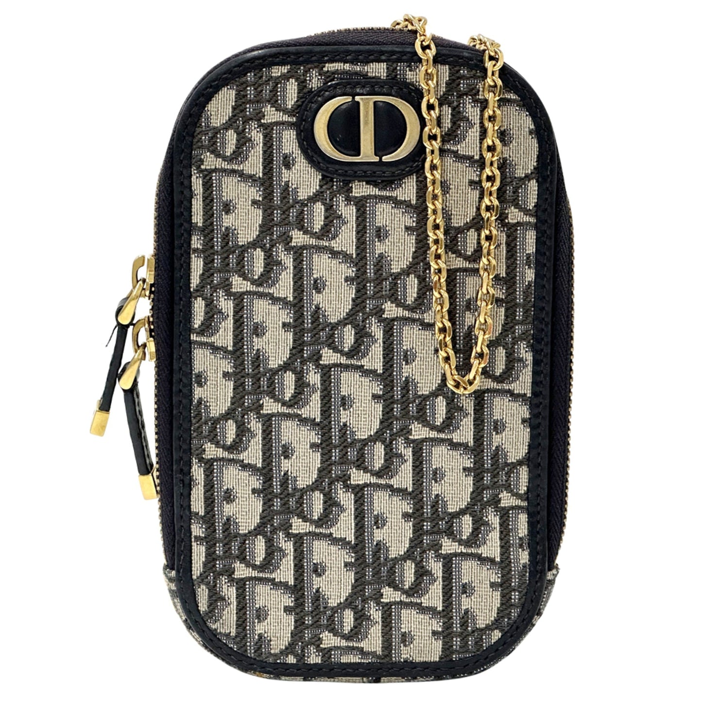 Christian Dior Beige Navy Jacquard Shoulder Bag ()