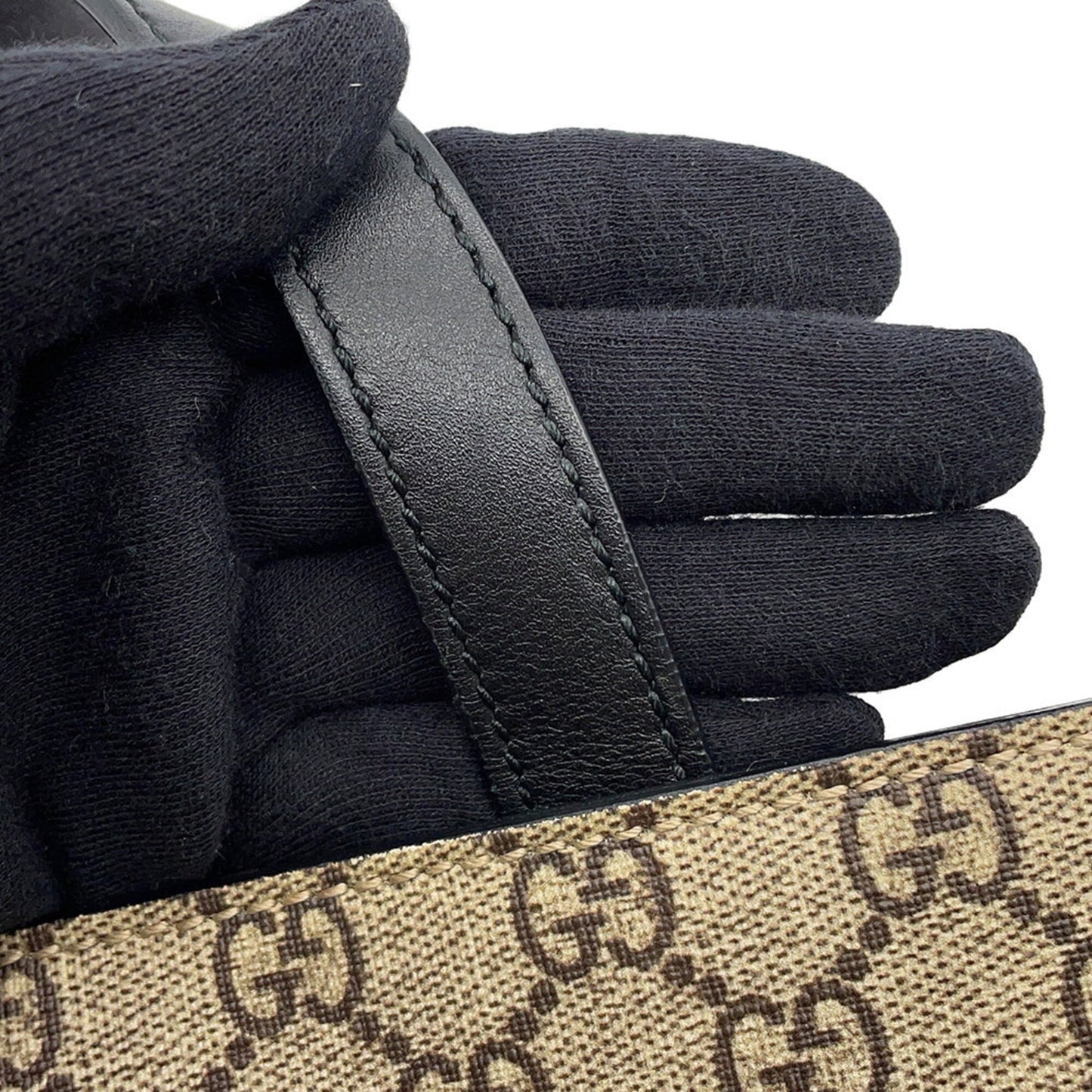 Gucci Beige Black Gg Supreme Leather Tote Bag ( )