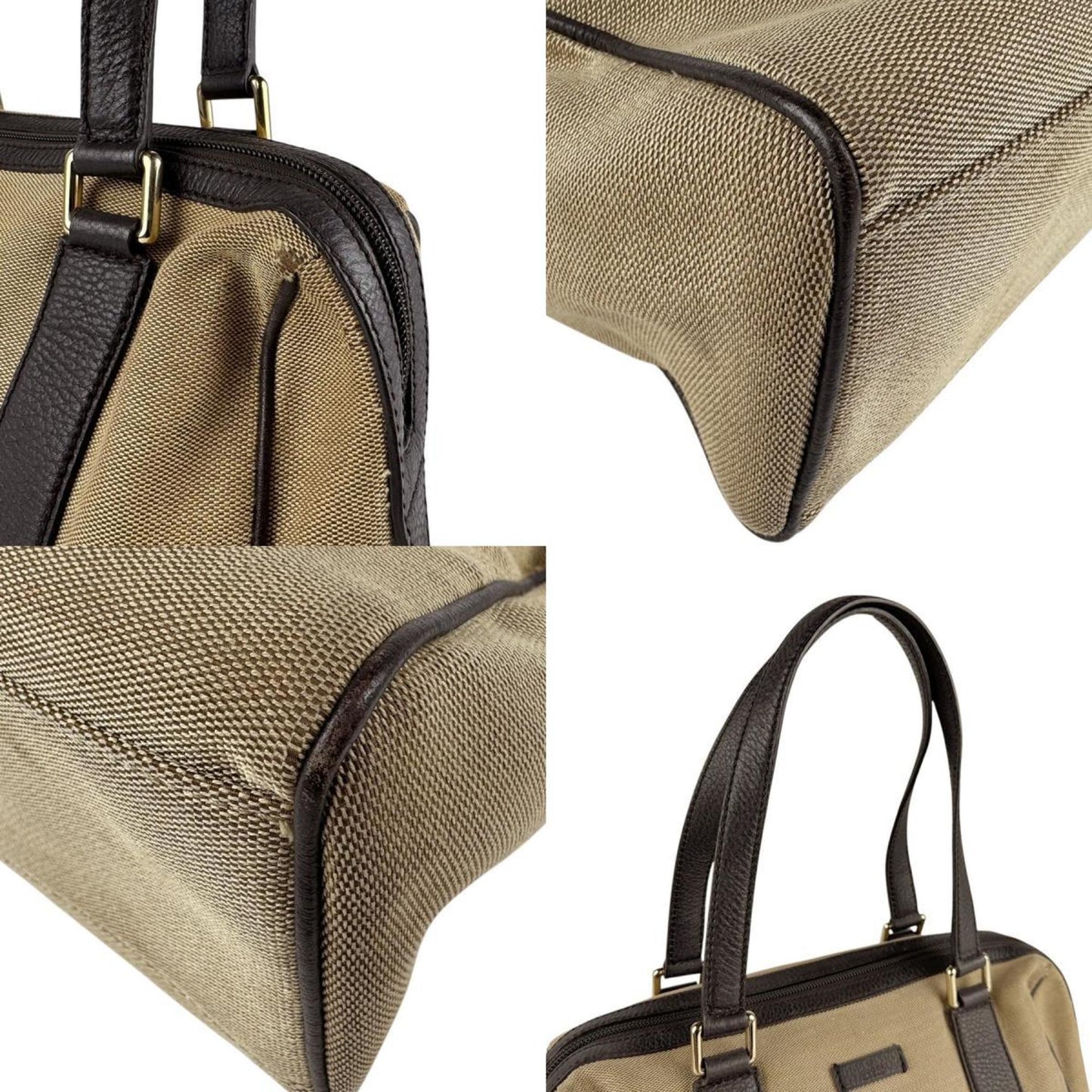 Gucci Brown Canvas Leather Handbag ( )