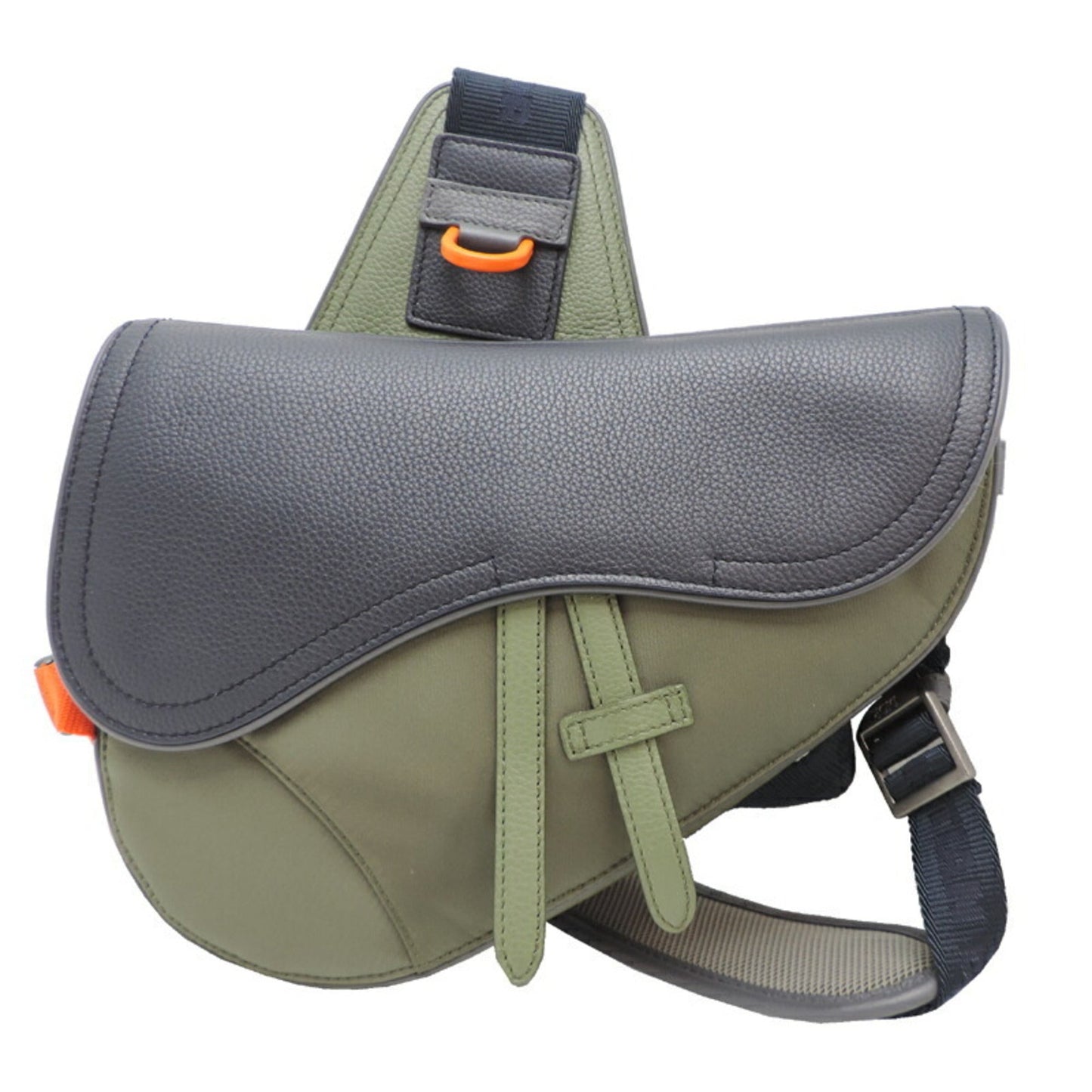 Christian Dior Khaki Leather Nylon Sling Bag ()