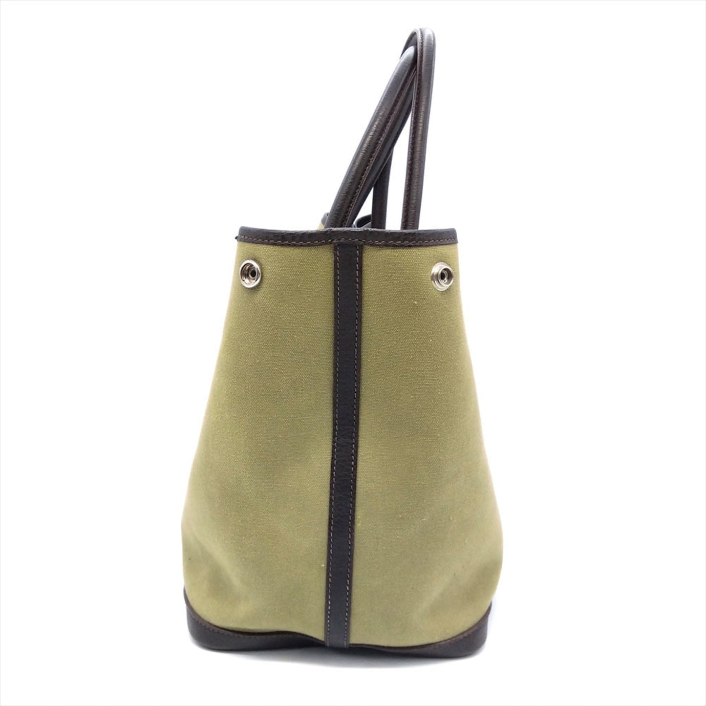 Hermes Khaki Toile Officier Leather Handbag ( )