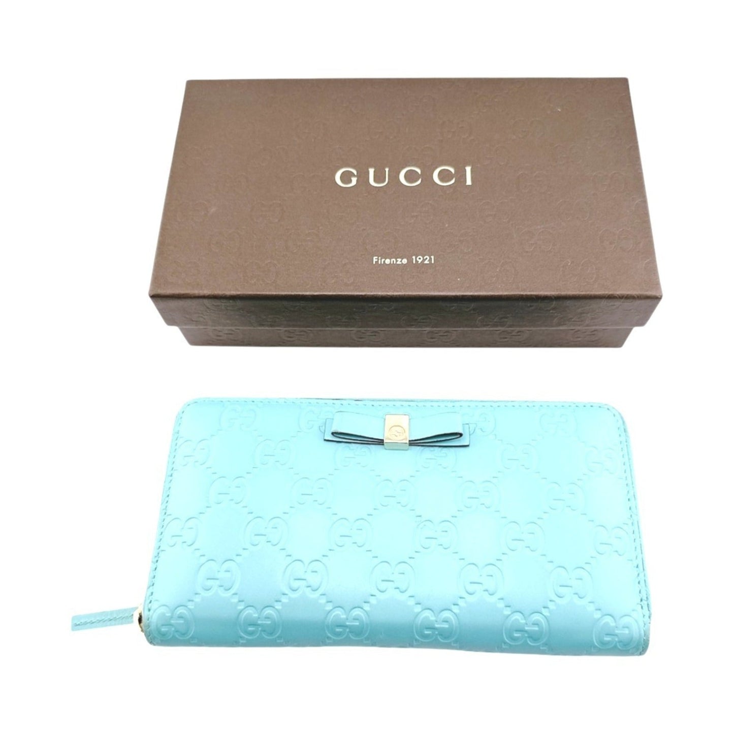 Gucci Blue Light Blue Leather Long Wallet (Bi-Fold) ( )