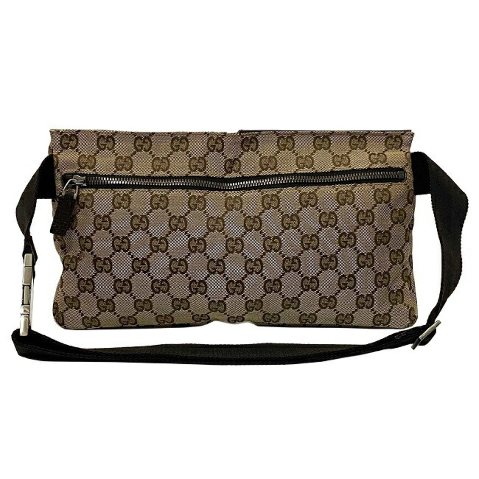 Gucci Brown Leather Canvas Clutch Style 2