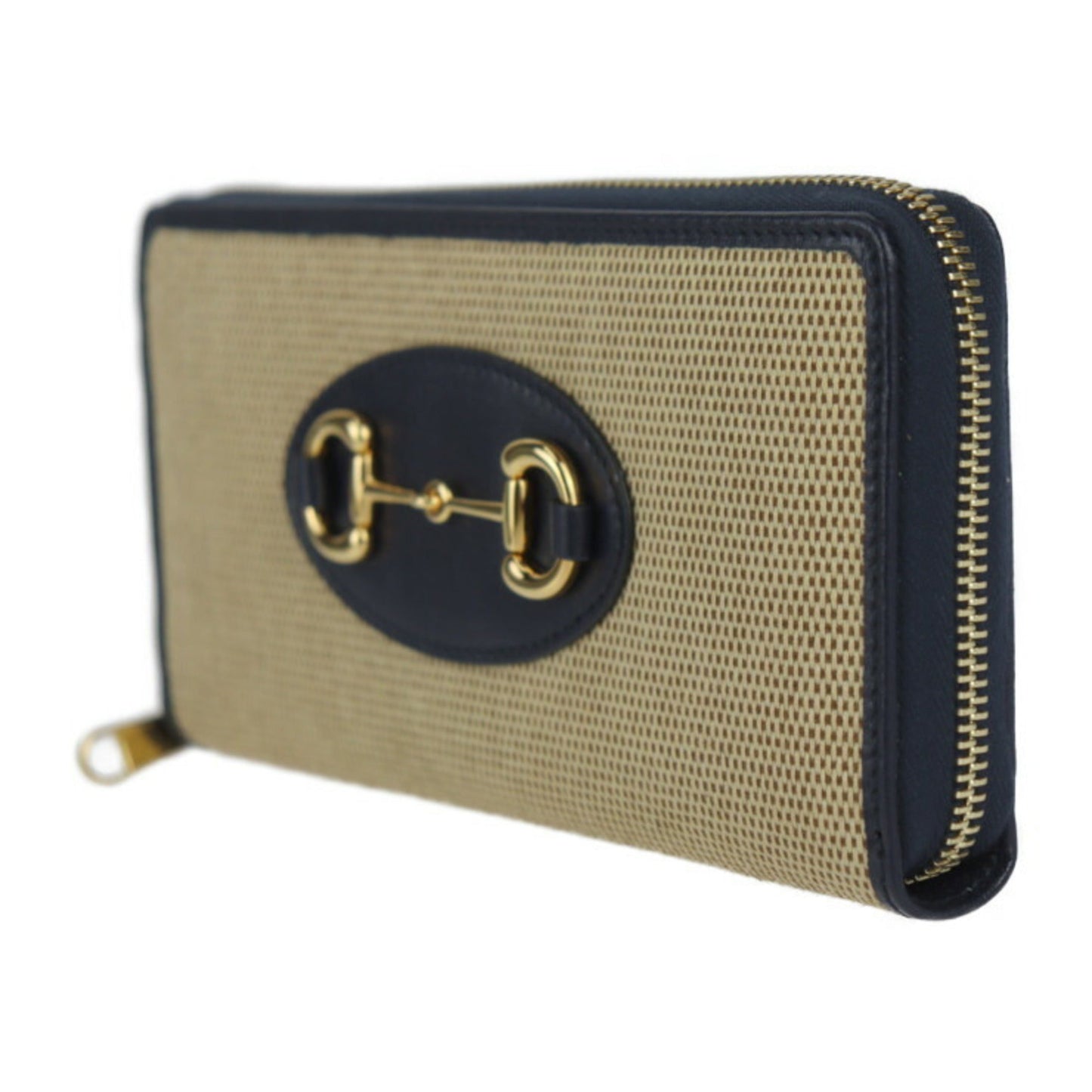 Gucci Beige Black Canvas Leather Long Wallet (Bi-Fold) ( )