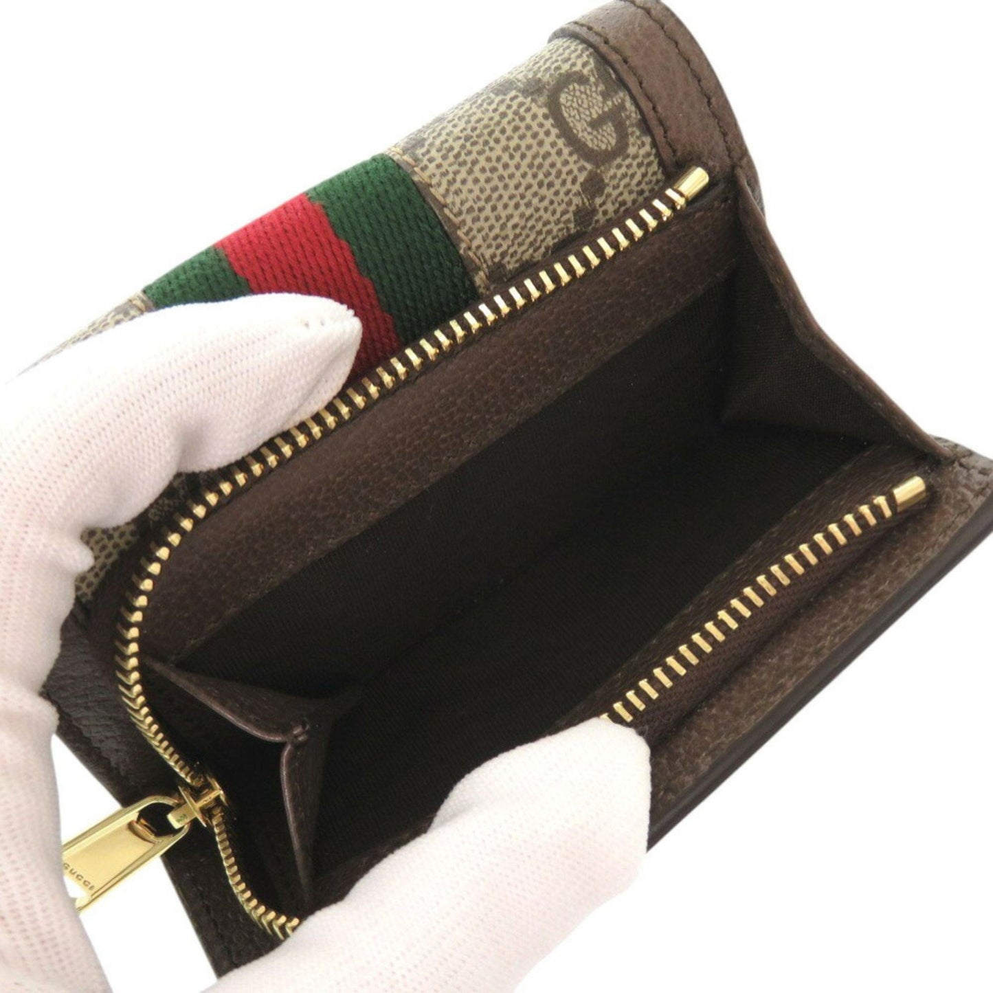 Gucci Beige Brown Gg Supreme Leather Wallet (Tri-Fold) ( )