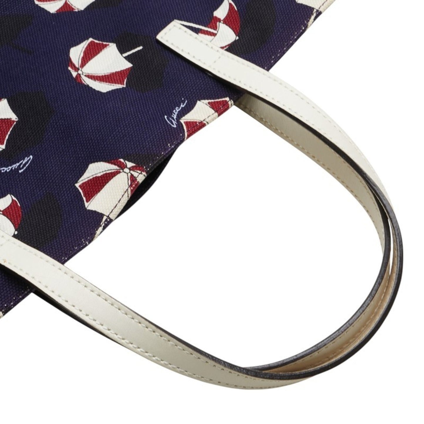 Gucci Multi-Color Navy Canvas Leather Handbag Tote Bag ( )