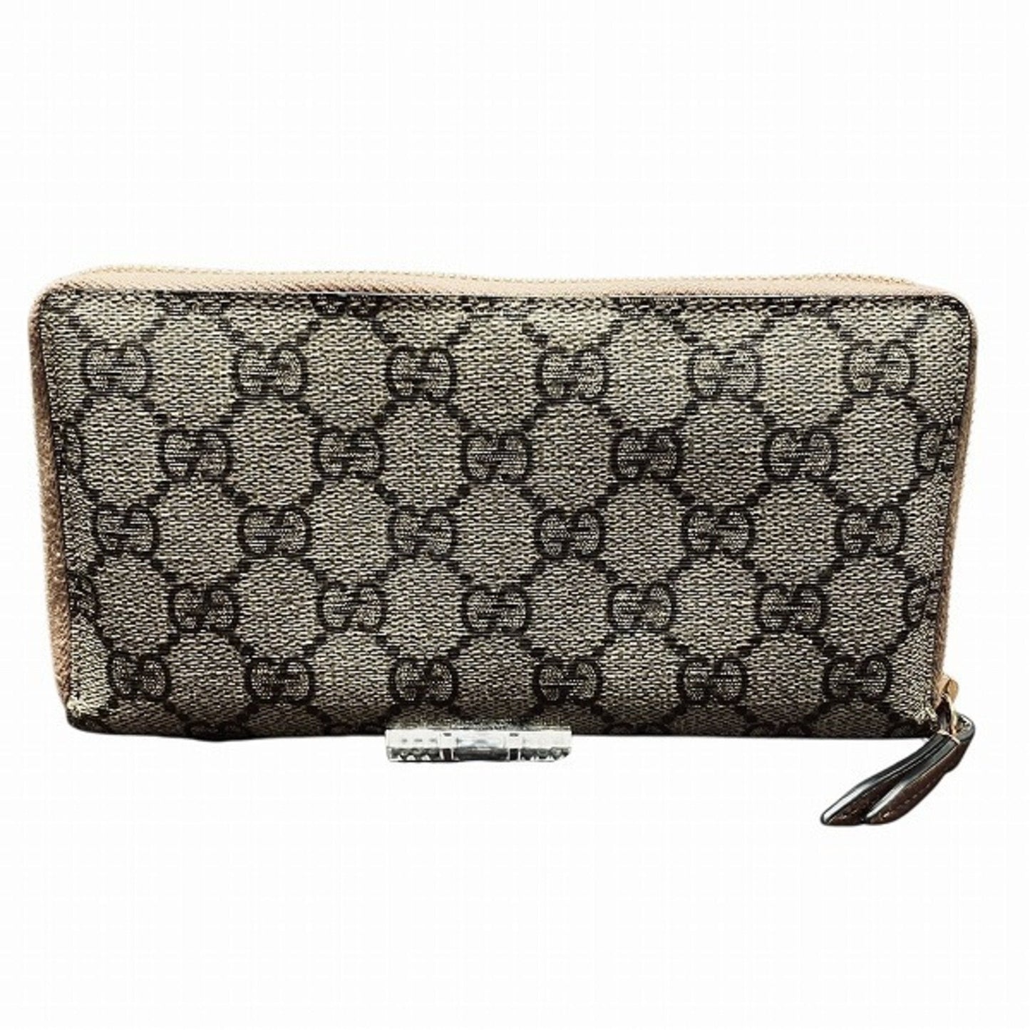 Gucci Beige Pink Beige Canvas Leather Long Wallet (Bi-Fold) ( )