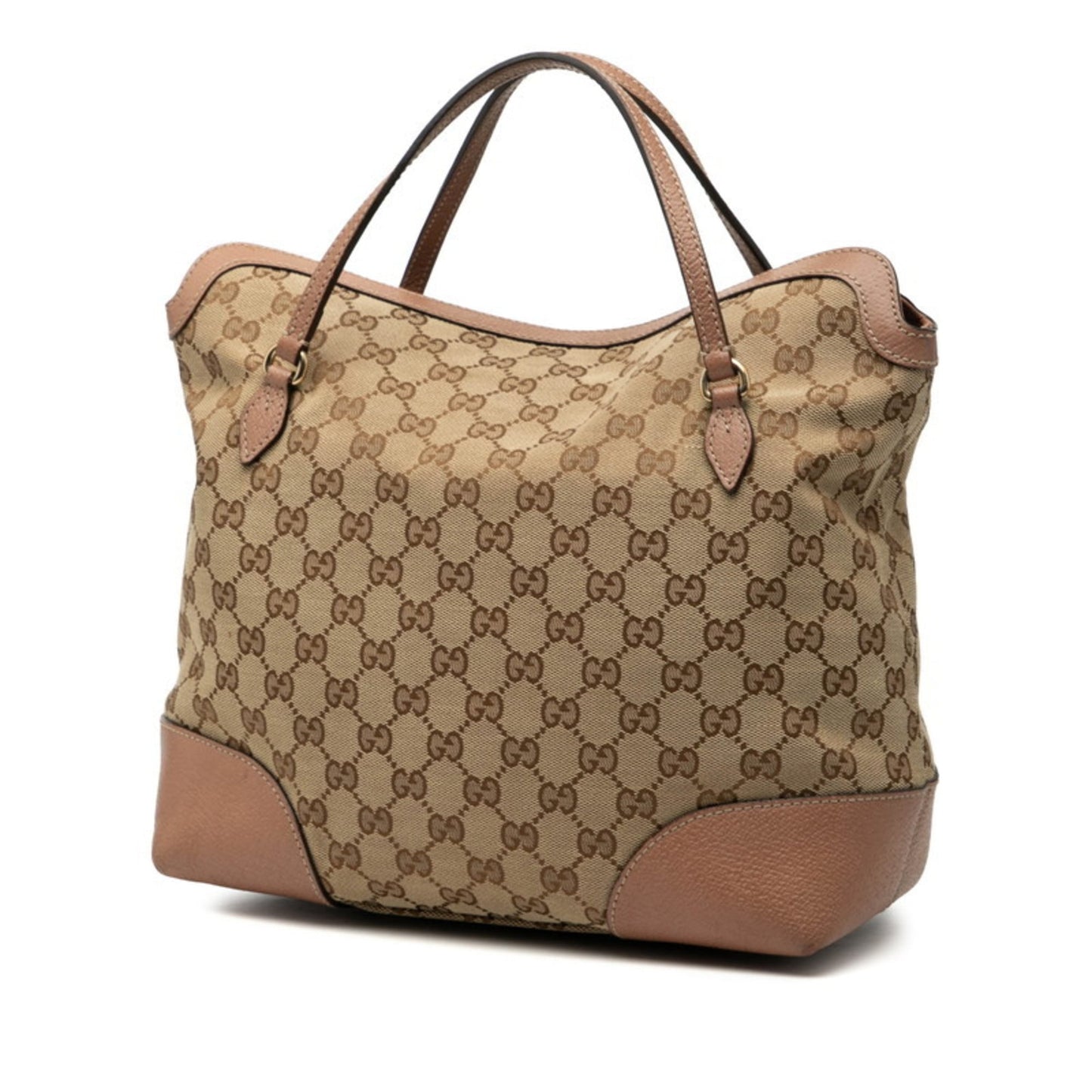 Gucci Gg Canvas Beige Brown Gg Canvas Leather Handbag Tote Bag ( )