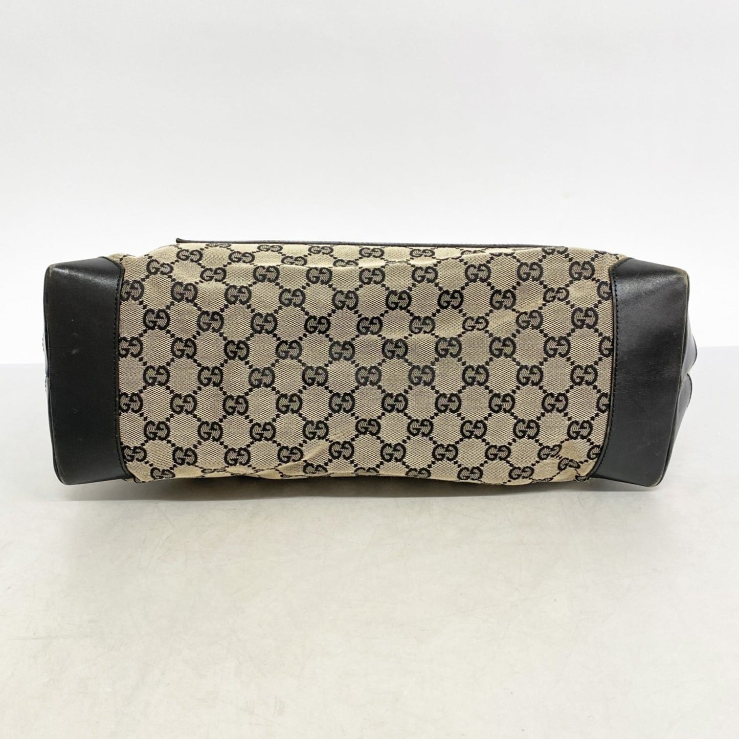 Gucci Beige Black Canvas Tote Bag ( )
