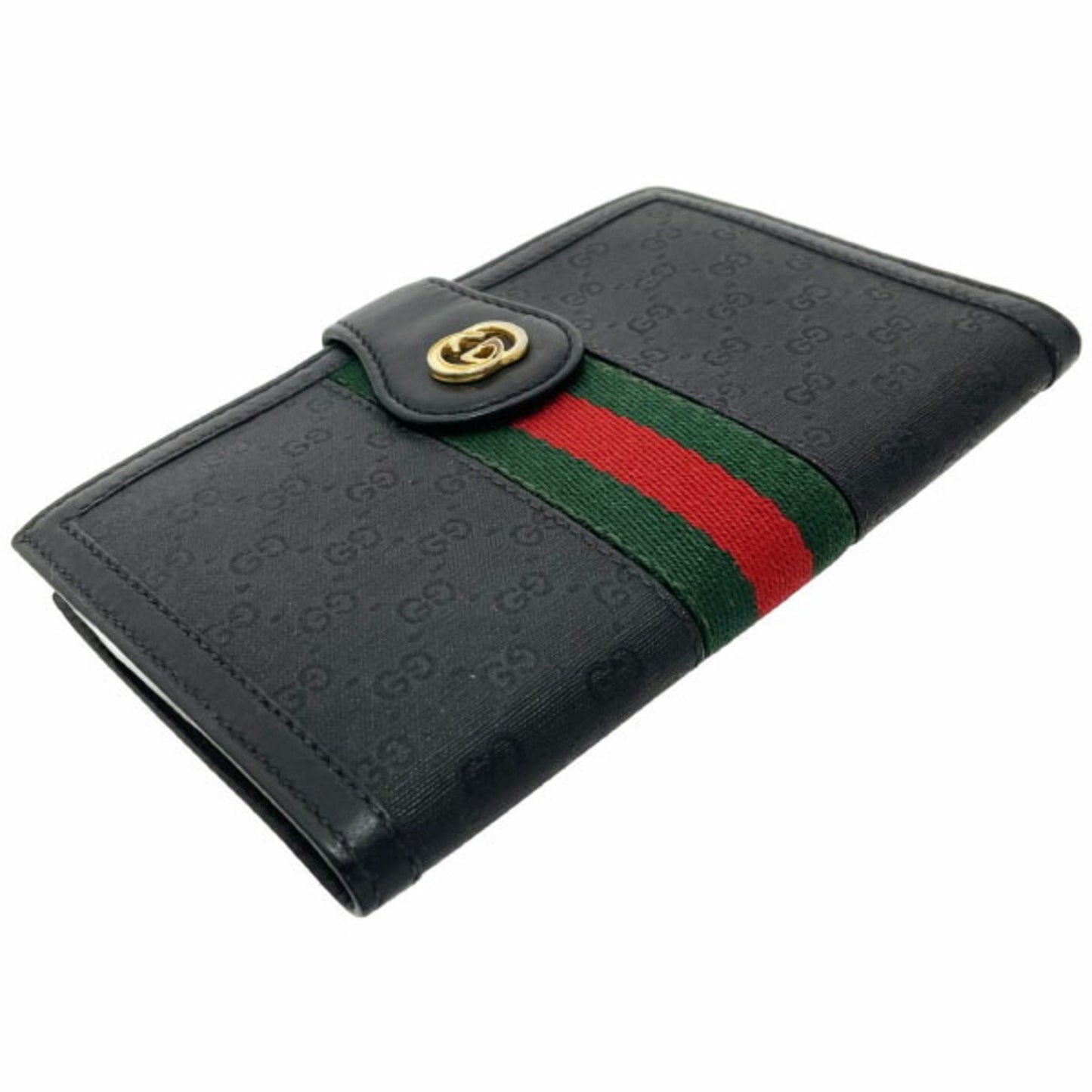 Gucci Black Green Red Color Pvc Leather Middle Wallet (Bi-Fold) ( )