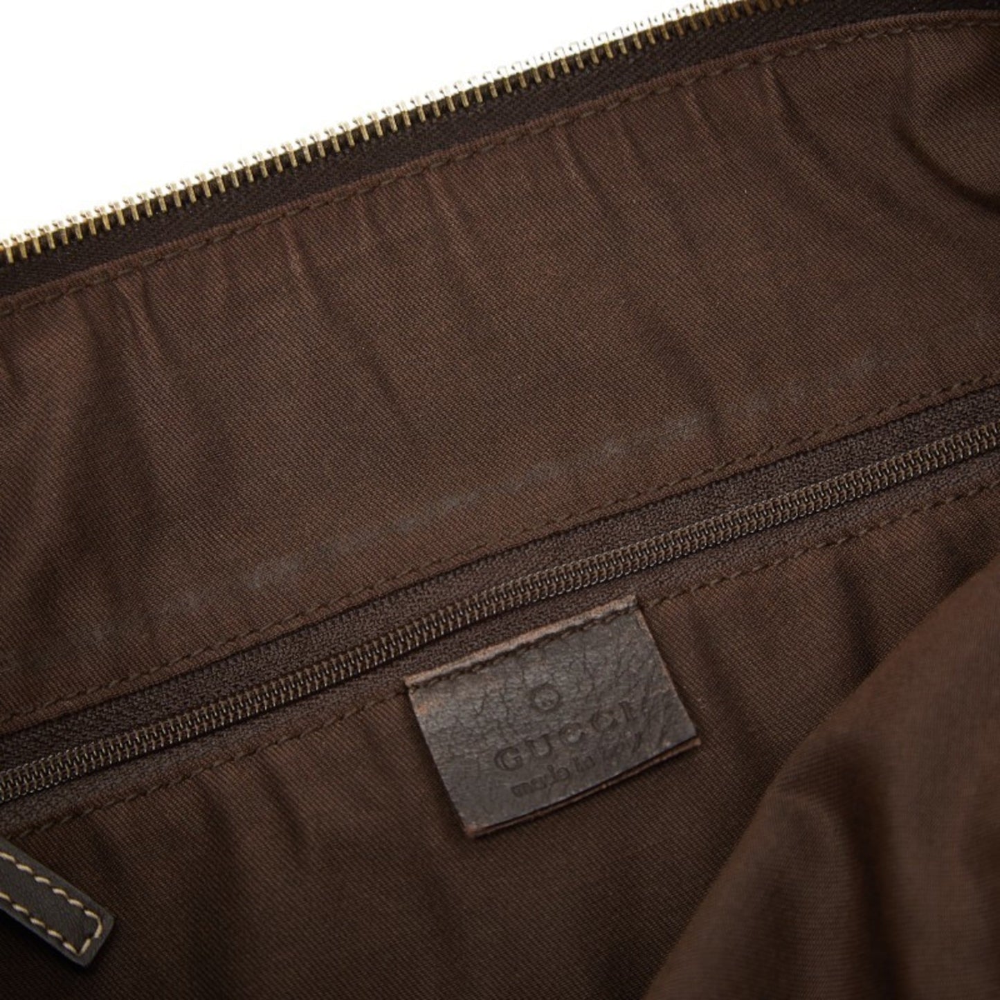 Gucci Beige Brown Canvas Leather Shoulder Bag ( )