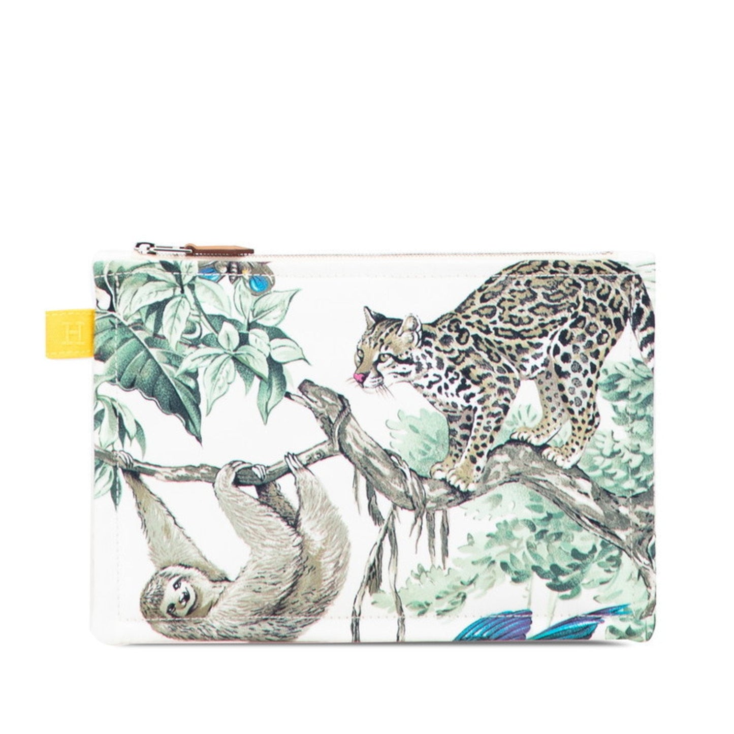 Hermes Green Multi-Color White Canvas Pouch ( )