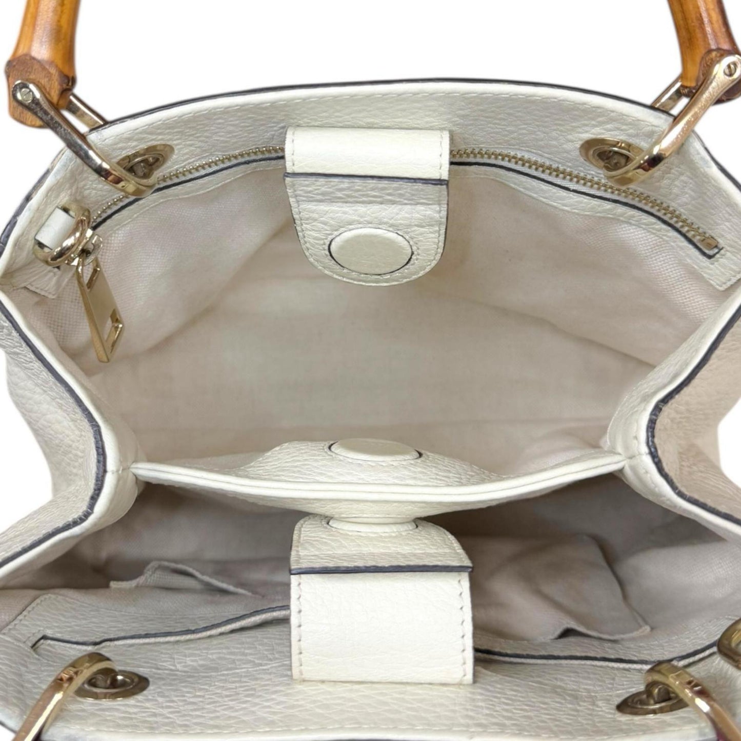 Gucci Ivory White Bamboo Shoulder Bag ( )