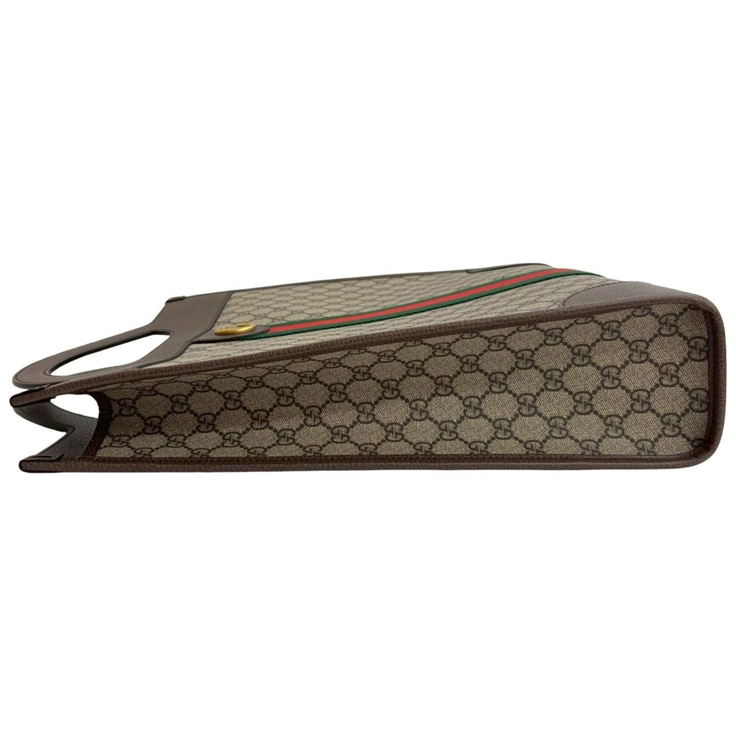 Gucci Brown Green Red Color Leather Pvc Handbag Tote Bag ( )