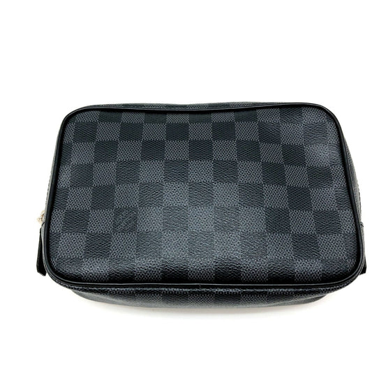 LOUIS VUITTON Truth Toilette PM Damier Graphite Black Silver Hardware Pouch Men's Clutch