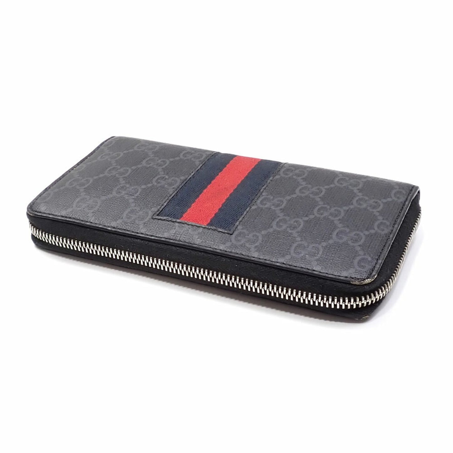 Gucci Black Gray Pvc Leather Long Wallet (Bi-Fold) ( )
