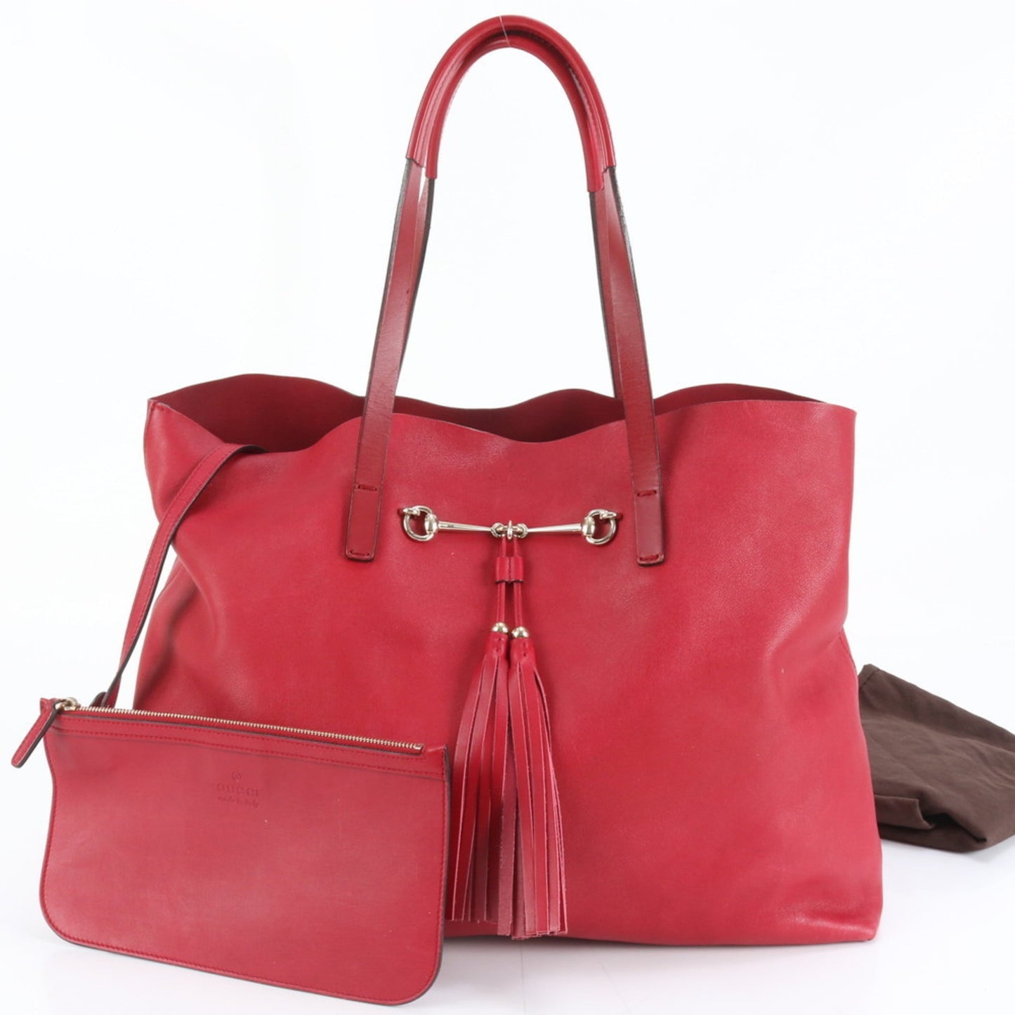 Gucci Red Color Leather Pouch Shoulder Bag ( )