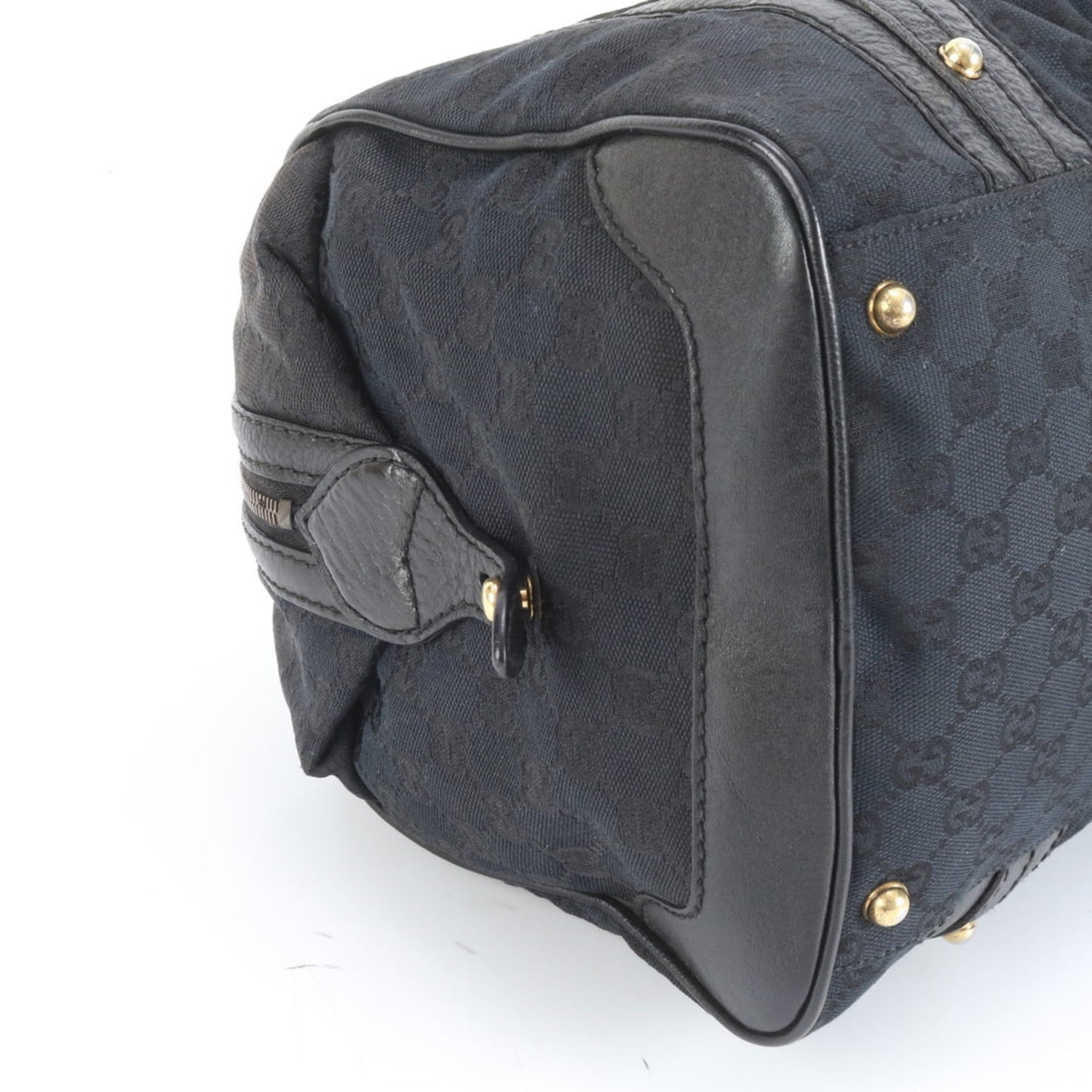 Gucci Black Leather Canvas Tote Bag ( )