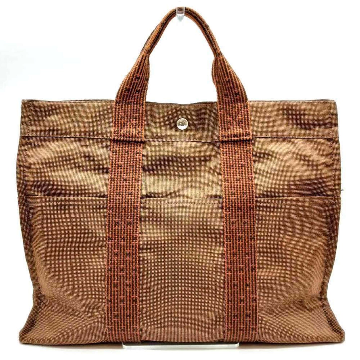 Hermes Her Line Brown Canvas Handbag Tote Bag ( )