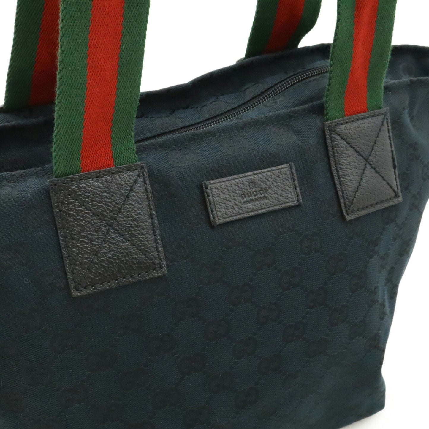 Gucci Black Green Red Color Canvas Leather Shoulder Bag Tote Bag ( )