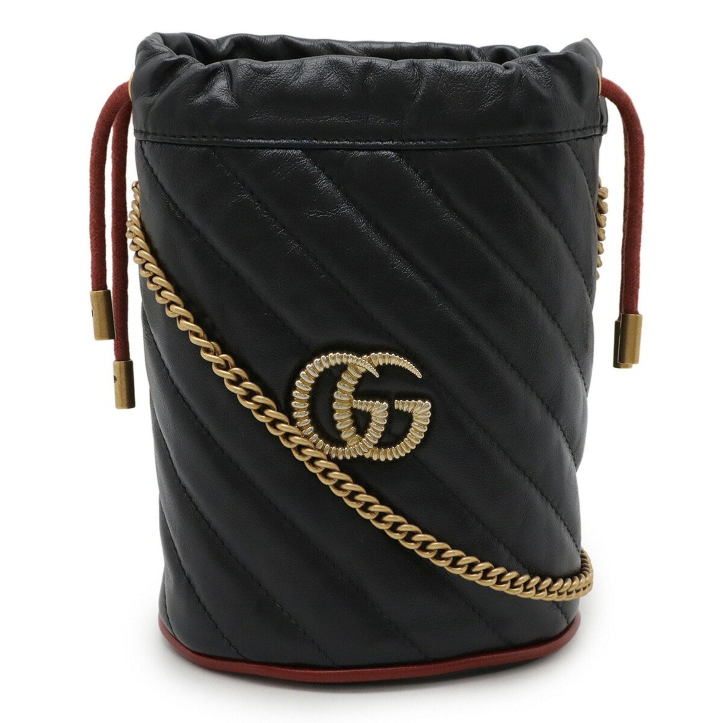 Gucci Gg Marmont Black Red Color Leather Shoulder Bag ( )