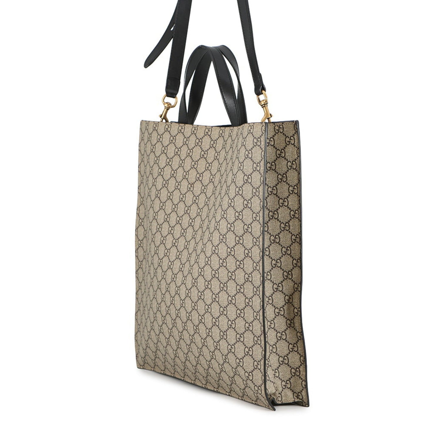 Gucci Beige Black Gg Supreme Leather Tote Bag ( )