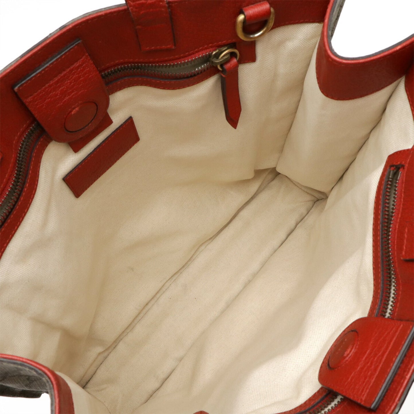 Gucci Beige Pink Red Color Gg Supreme Canvas Leather Shoulder Bag Tote Bag ( )