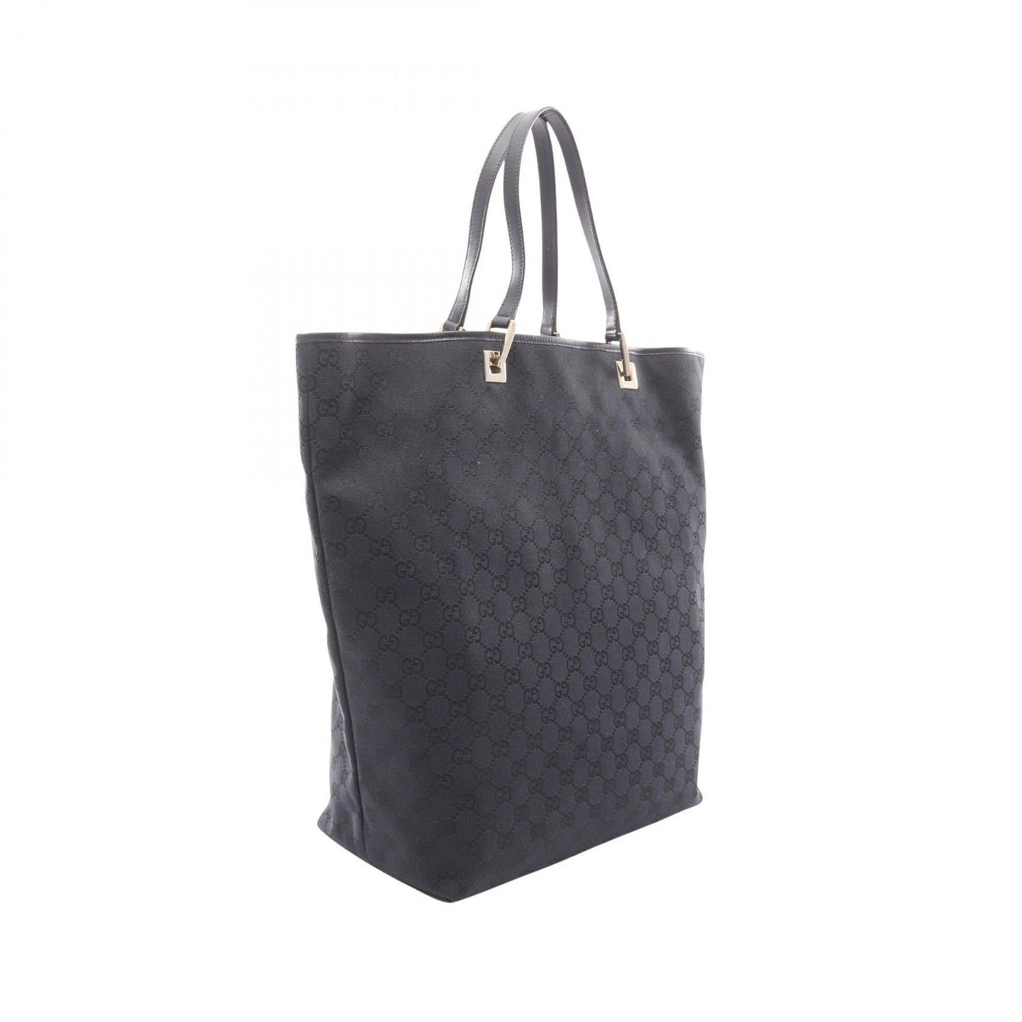 Gucci Black Navy Gg Canvas Leather Tote Bag ( )