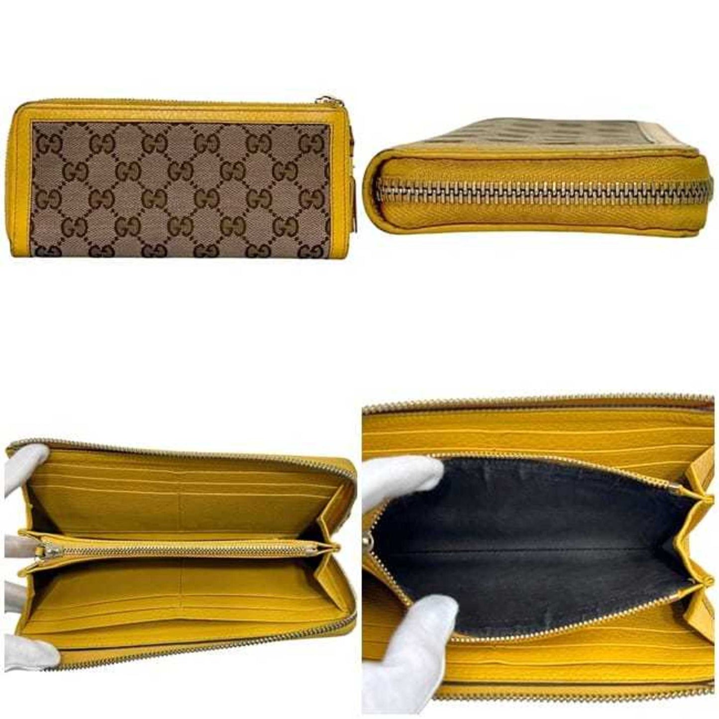 Gucci Bamboo Beige Yellow Gg Canvas Bamboo Long Wallet (Bi-Fold) ( )