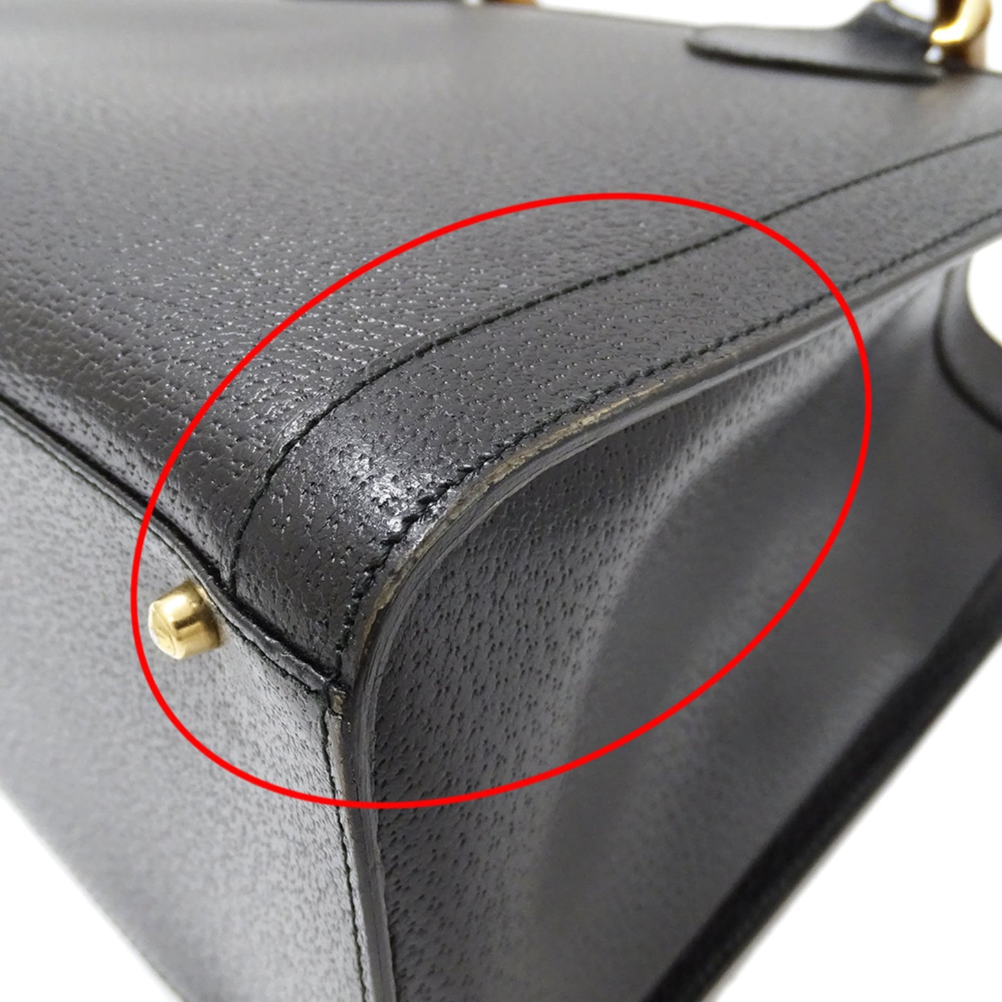 Gucci Black Leather Handbag Tote Bag ( )