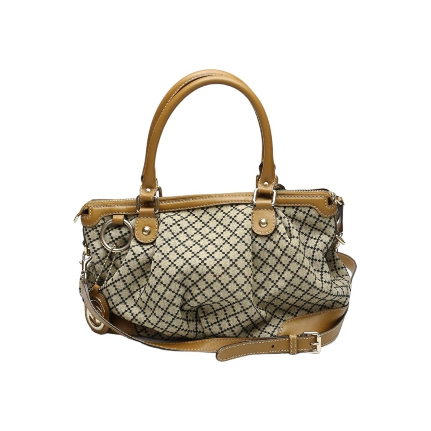 Gucci Beige Brown Canvas Shoulder Bag Tote Bag ( )